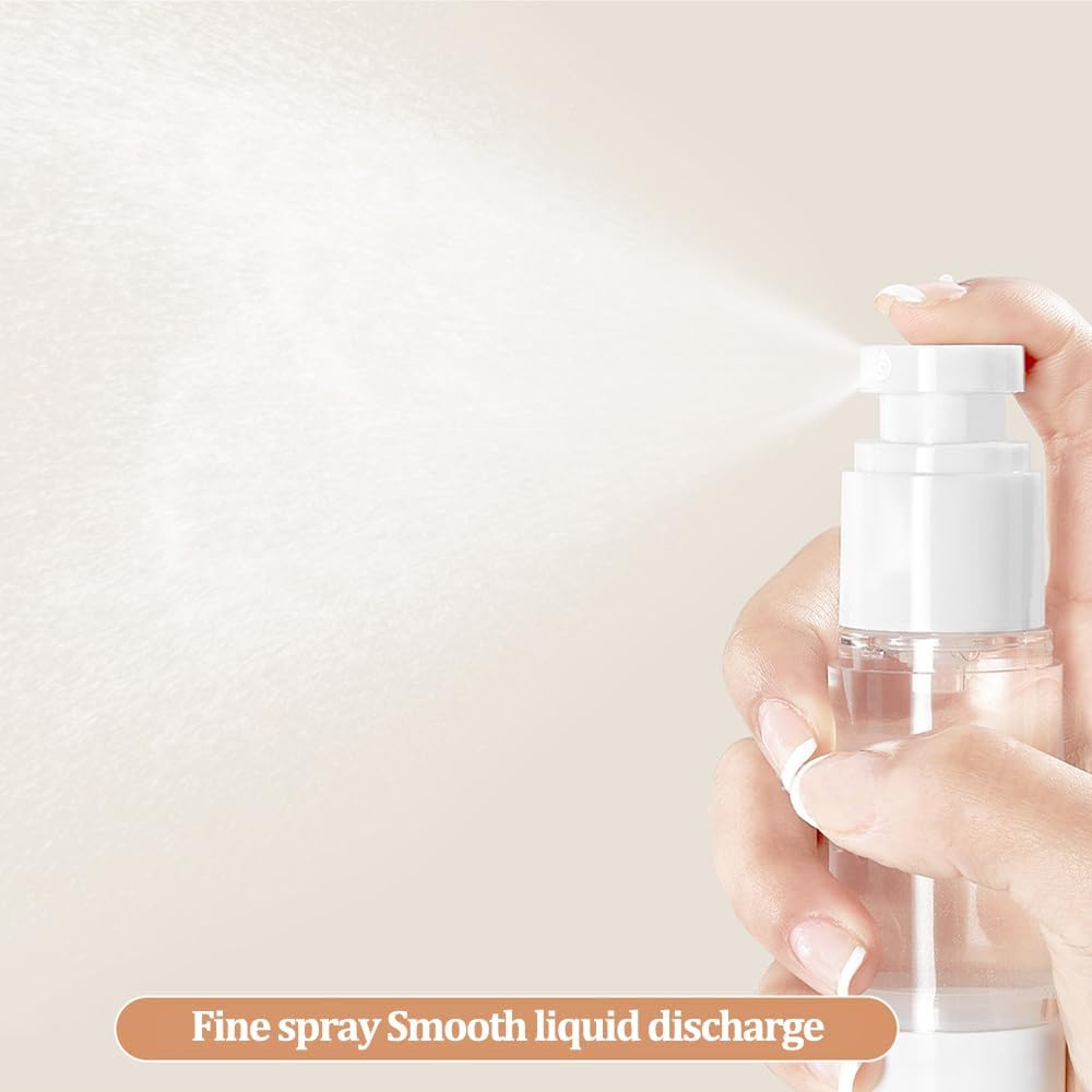 Detalle de XUEYENST 3Pcs Transparent Airless Pump Bottles – Refillable Travel Cosmetic Containers (15ml, 30ml, 50ml)