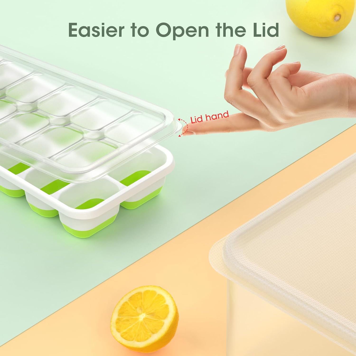 Thumbnail 6 de DOQAUS 4-Pack Silicone Ice Cube Trays with Lid and Bin – Stackable Freezer Ice System