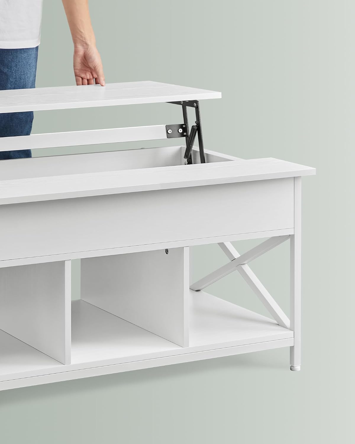 Thumbnail 5 de VASAGLE LCT205W46 Lift-Top Coffee Table with Storage, Snow White and White