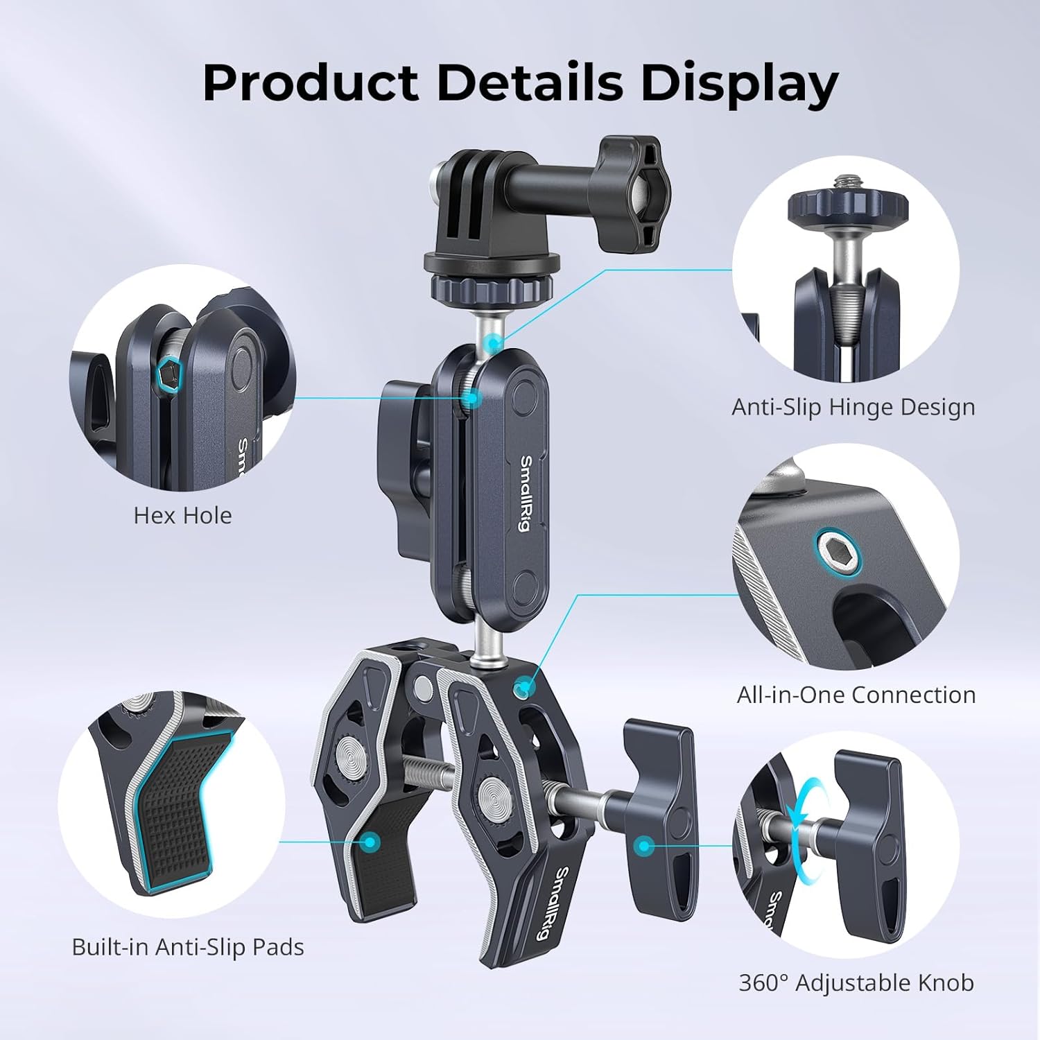 Thumbnail 3 de SMALLRIG Camera Mount Clamp 2-Pack with Ballhead Magic Arm and GoPro Adapter (5529)