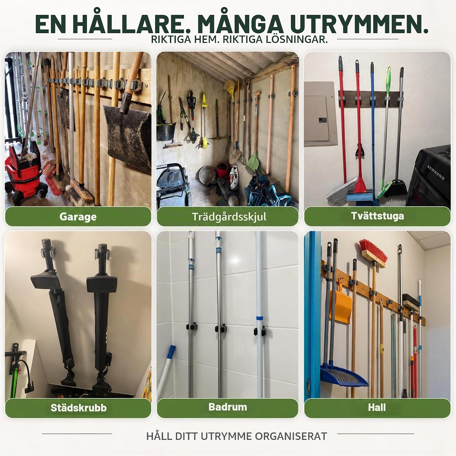 Detalle de 3-H 2018-25pc-black-spray mopphållare för vägg, 25-pack för skaft upp till 35 mm