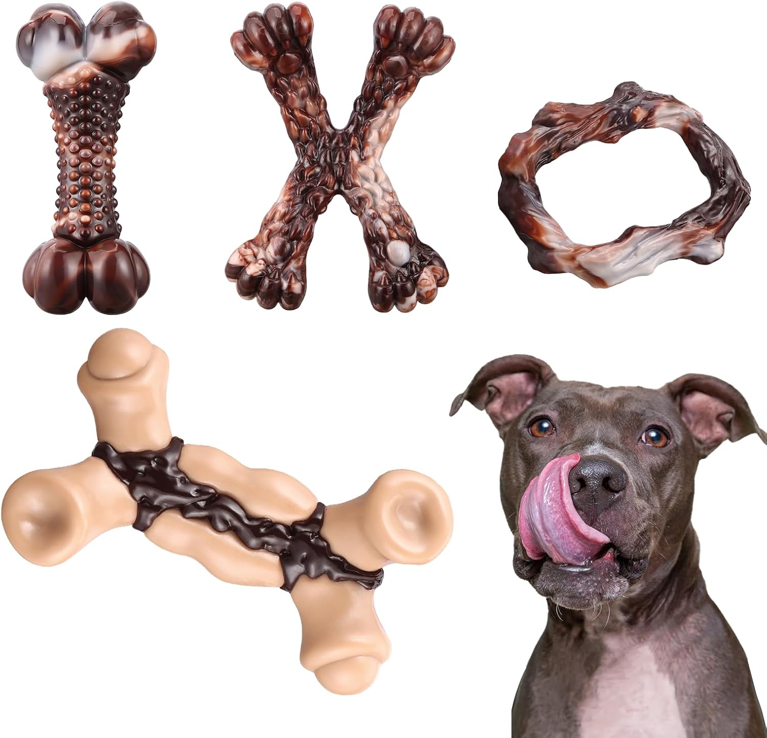 Durable nylon dog chew toys for aggressive chewers – 4 pack