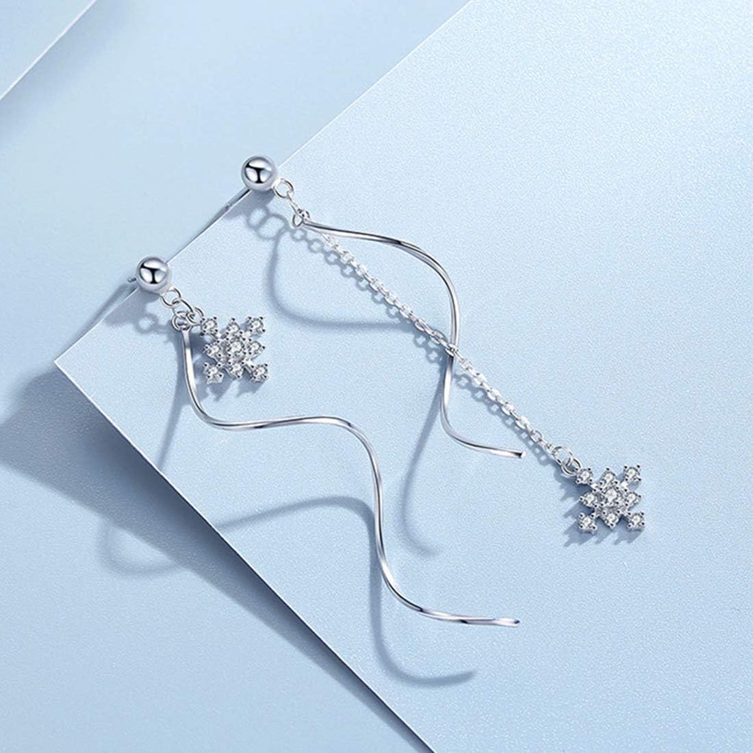 Thumbnail 4 de SLUYNZ 925 Sterling Silber Schneeflocke Ohrringe mit Kette – zarte, schwebende Akzente für Damen