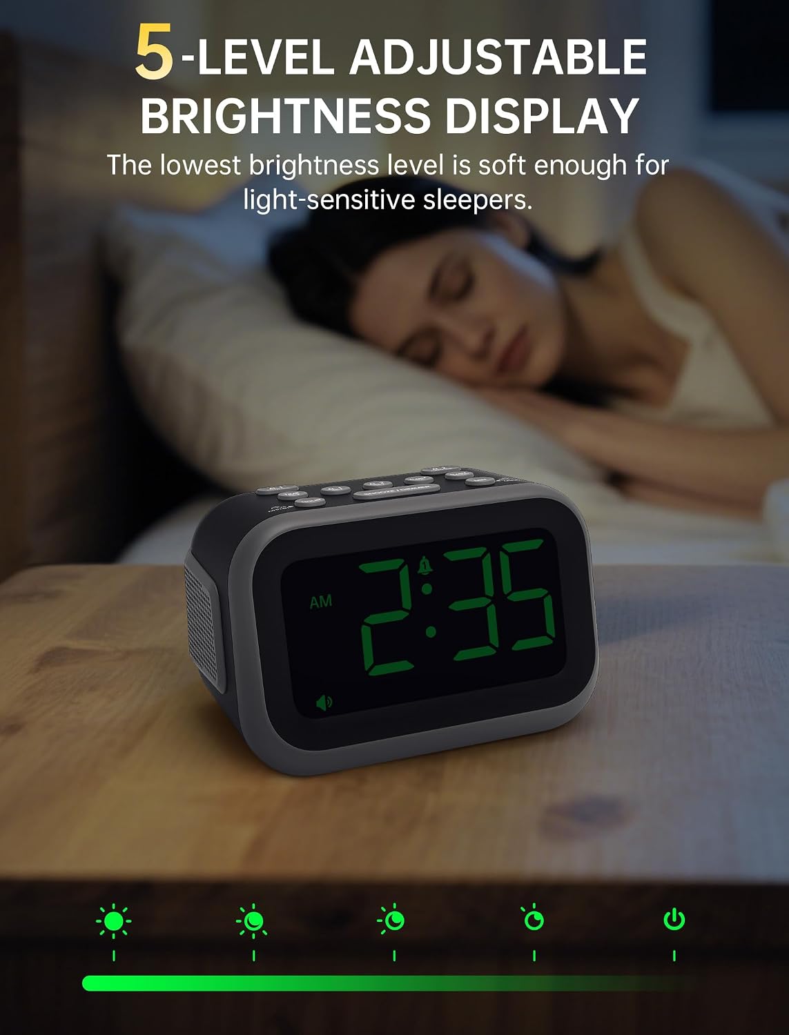 Detalle 2 de Acedeck Super Loud Alarm Clock, 115dB, Dual Alarms and 6 Sounds