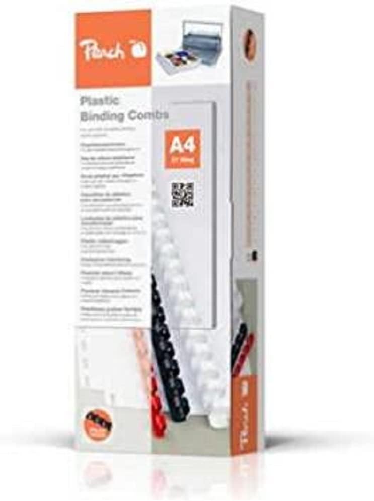 Detalle de Peach Plastikbinderücken A4-6mm | 100 Stück, 25 Blatt Kapazität, weiß – PB406-01