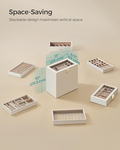 Thumbnail 7 de SONGMICS Jewellery Box, Stackable 6-Tier, Glass Lid, Large – GISELLA Collection