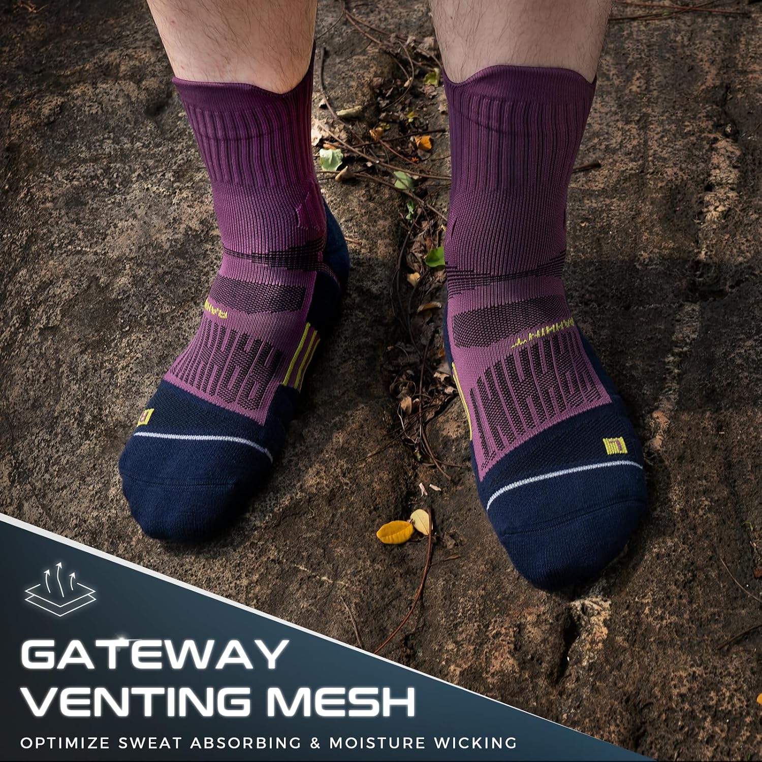 Detalle de Rahnint Coolmax hiking running quarter socks (3-pack) for long-distance comfort