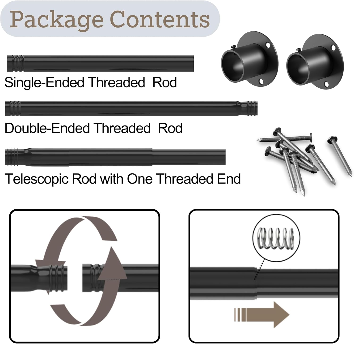 Detalle de Venwemong Wardrobe Rail 70–90 cm extendable wardrobe rail