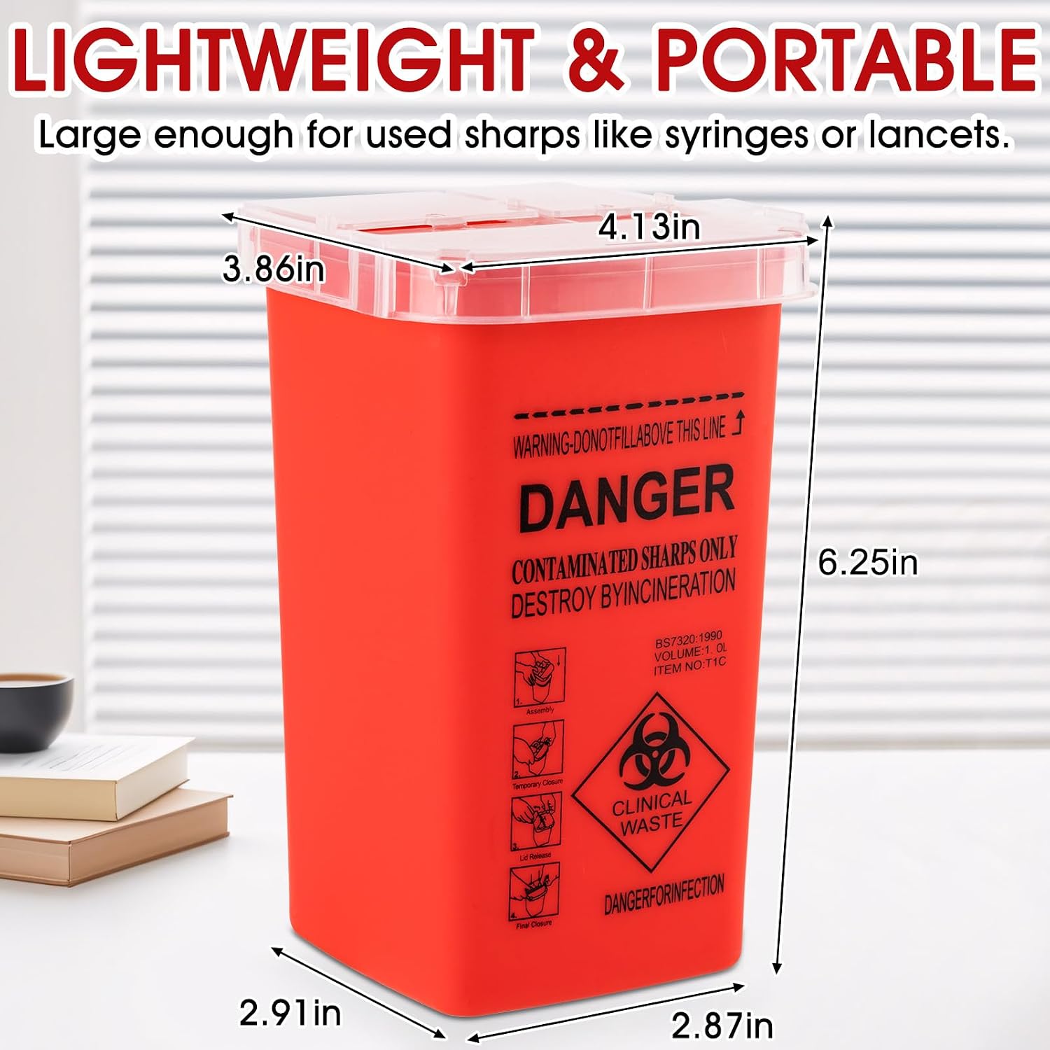 Detalle 2 de MITINU MT-3 Sharps Containers, 1-Quart 3-Pack with Needle Removal Port