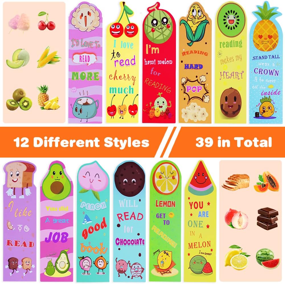 Thumbnail 1 de AUAUY boekenleggers met fruitgeur, 39 stuks in 12 kleurrijke stijlen
