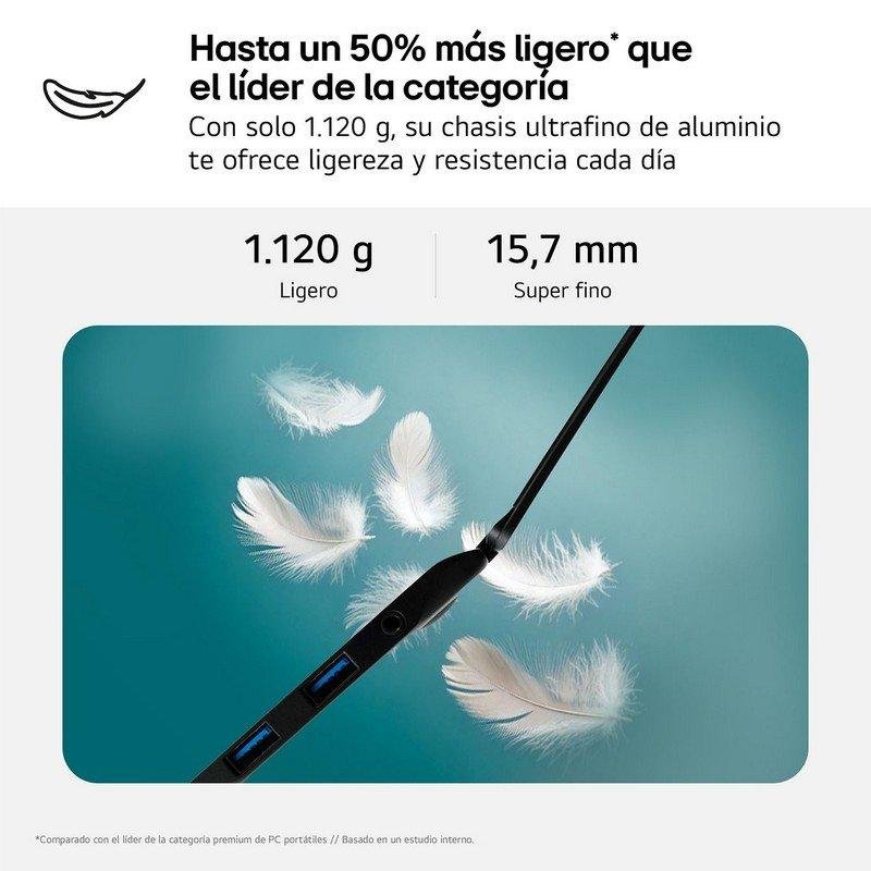 Detalle 2 de LG gram 14Z90T 14": portátil ultraligero con Intel Core Ultra 7 255H, 32 GB y 1 TB SSD
