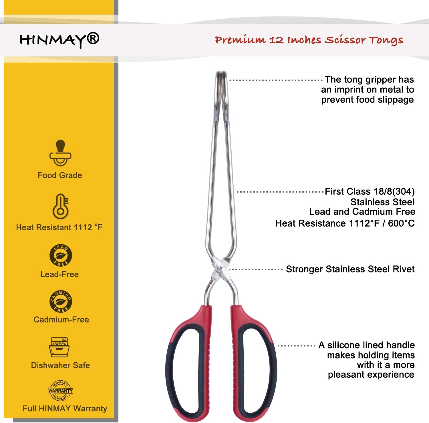 Detalle 2 de HINMAY Scissor Tongs 12-Inch