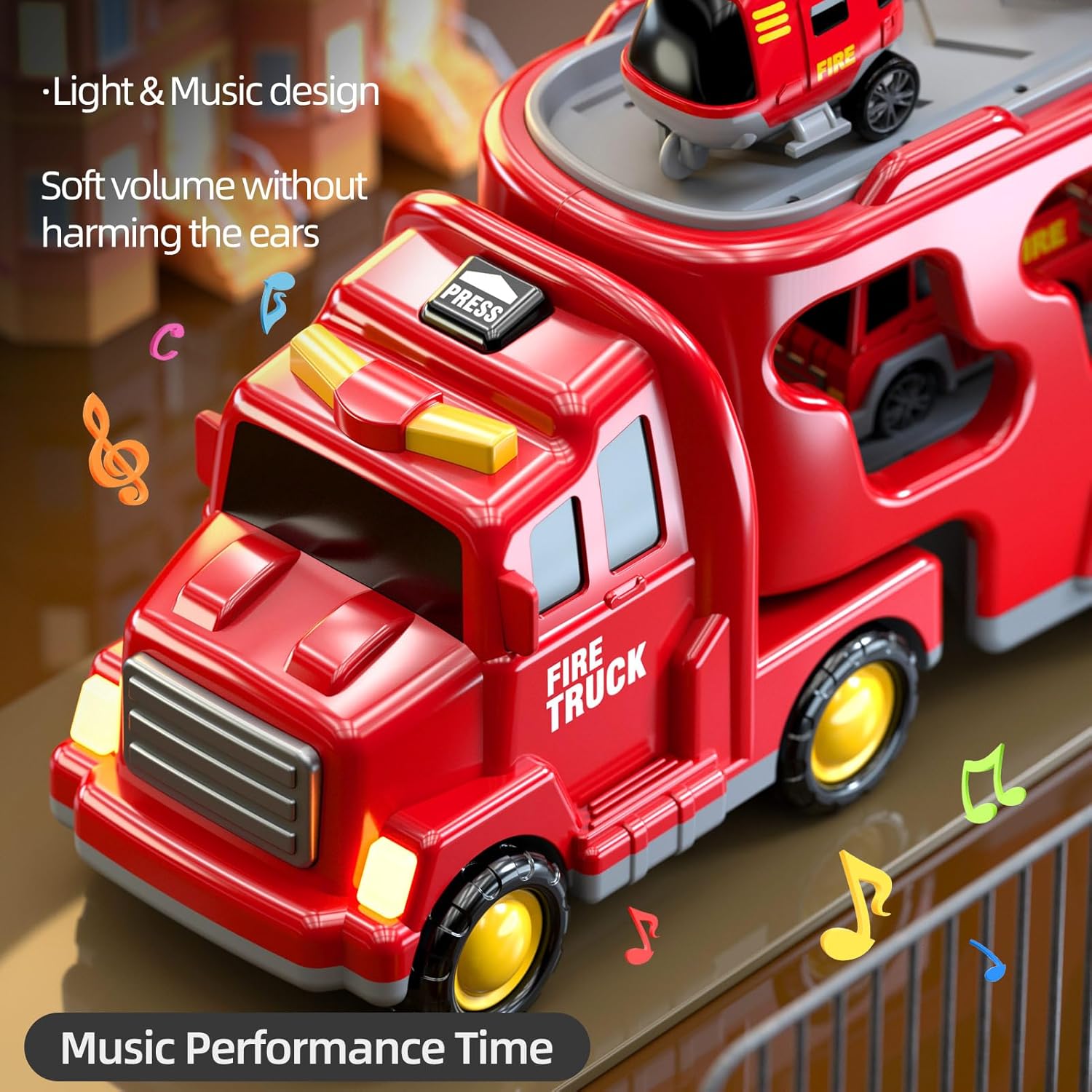 Thumbnail 6 de Beby Buty 5 in 1 Fire Truck Toys for Toddlers (3-6 Years) — Lights, Sounds & Educational Play