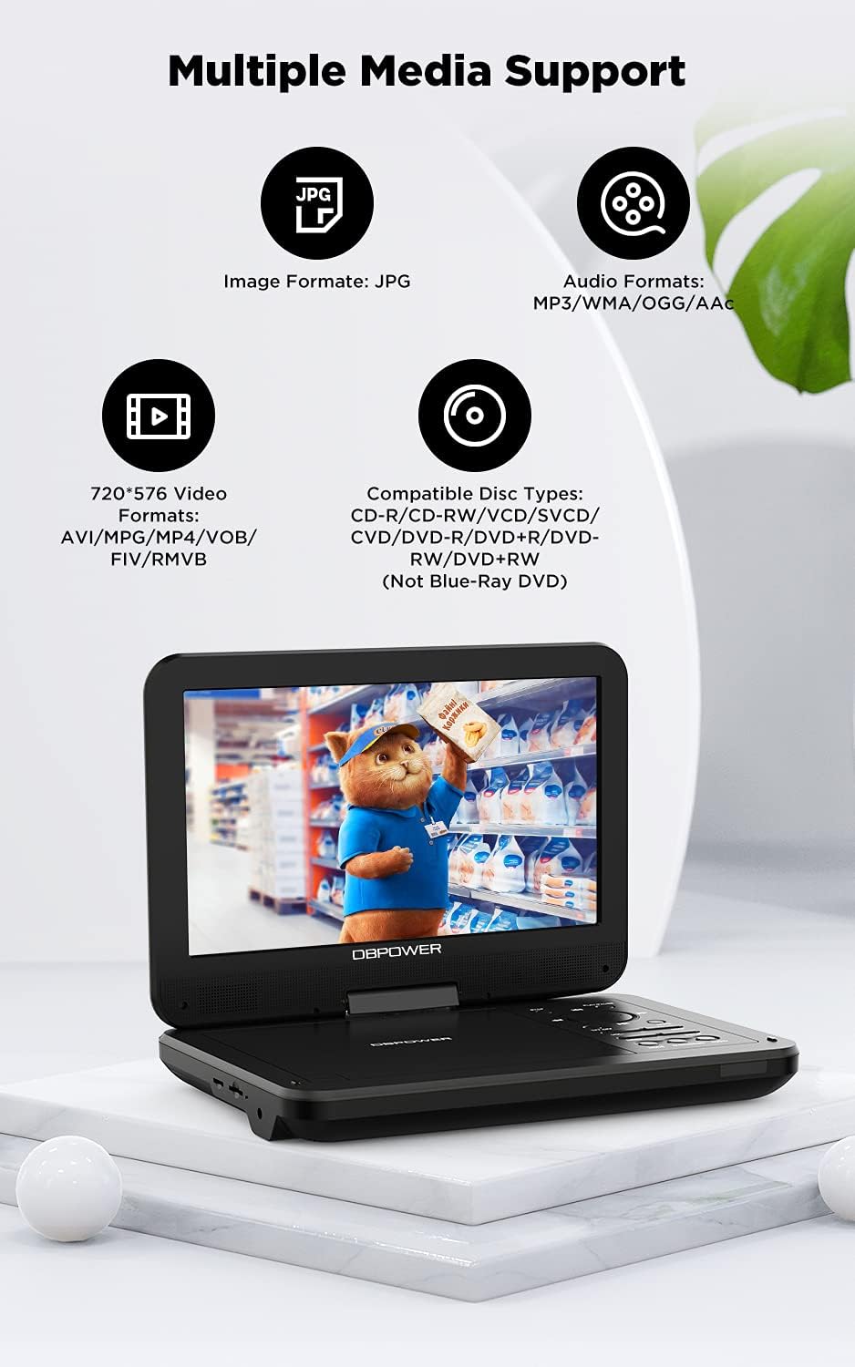 Thumbnail 1 de DBPOWER 12.5" Portable DVD Player 10.5" 📀