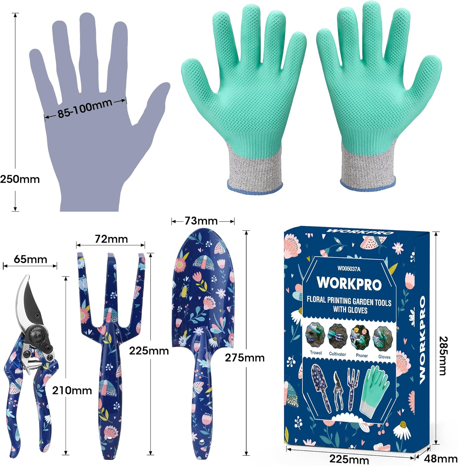 Thumbnail 1 de WORKPRO set di attrezzi da giardino da 4 pezzi con guanti, cesoie e pala – con scatola regalo