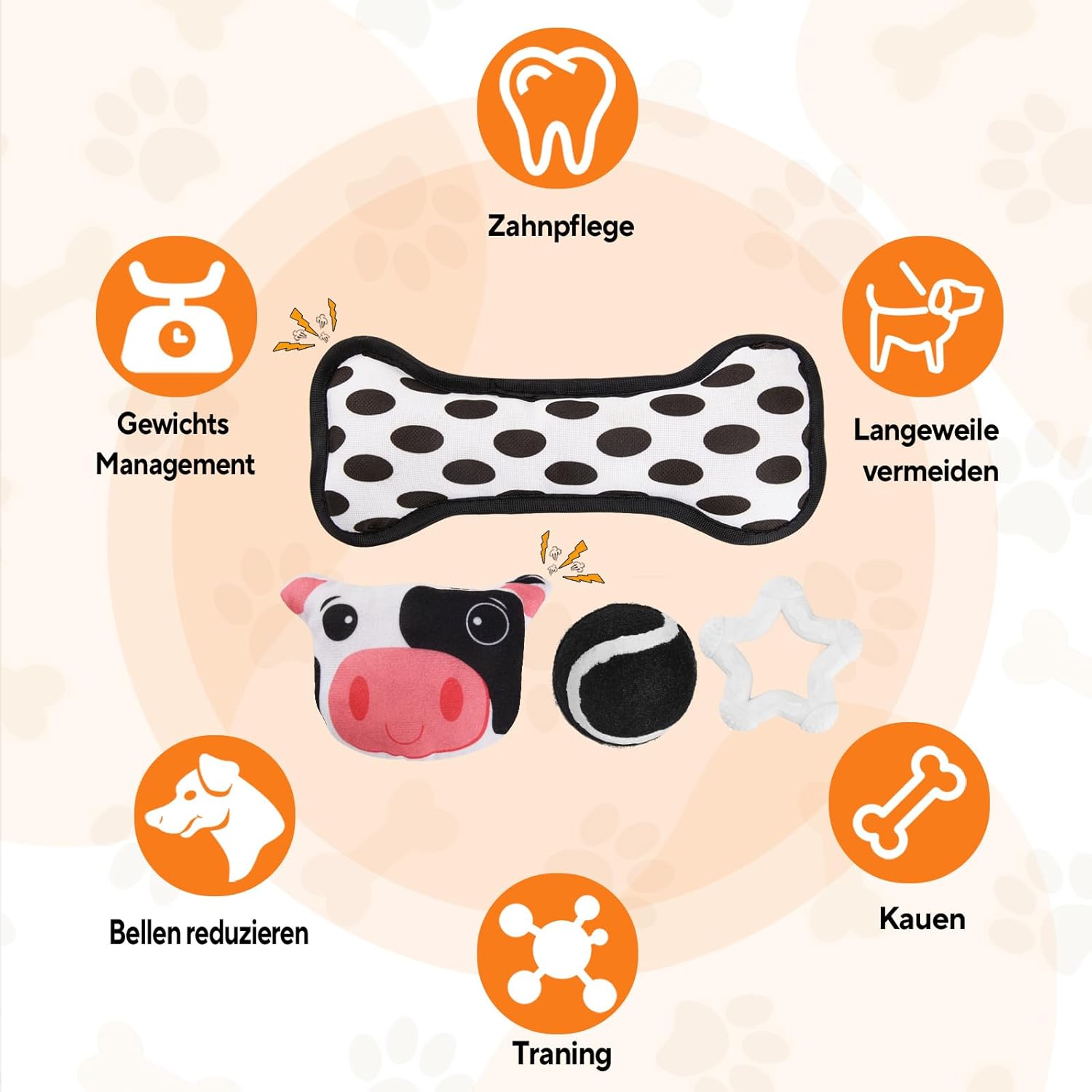 Thumbnail 2 de LIFLIX Hundespielzeug für kleine Hunde & Welpen (4-teilig) – interaktiver Kauspielzeug-Mix mit Quietschball und Kauformen