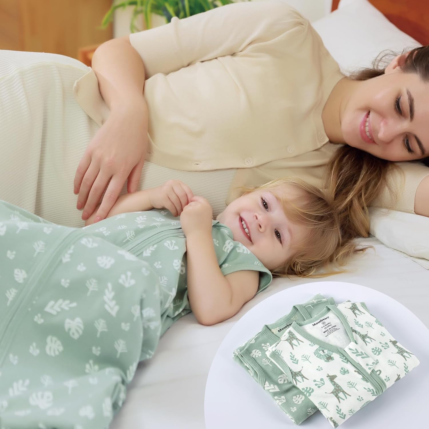 Thumbnail 5 de Mosebears Baby Summer Sleeping Bag 0.5 Tog 0-6 Months (2 Pack, Green, Size S)
