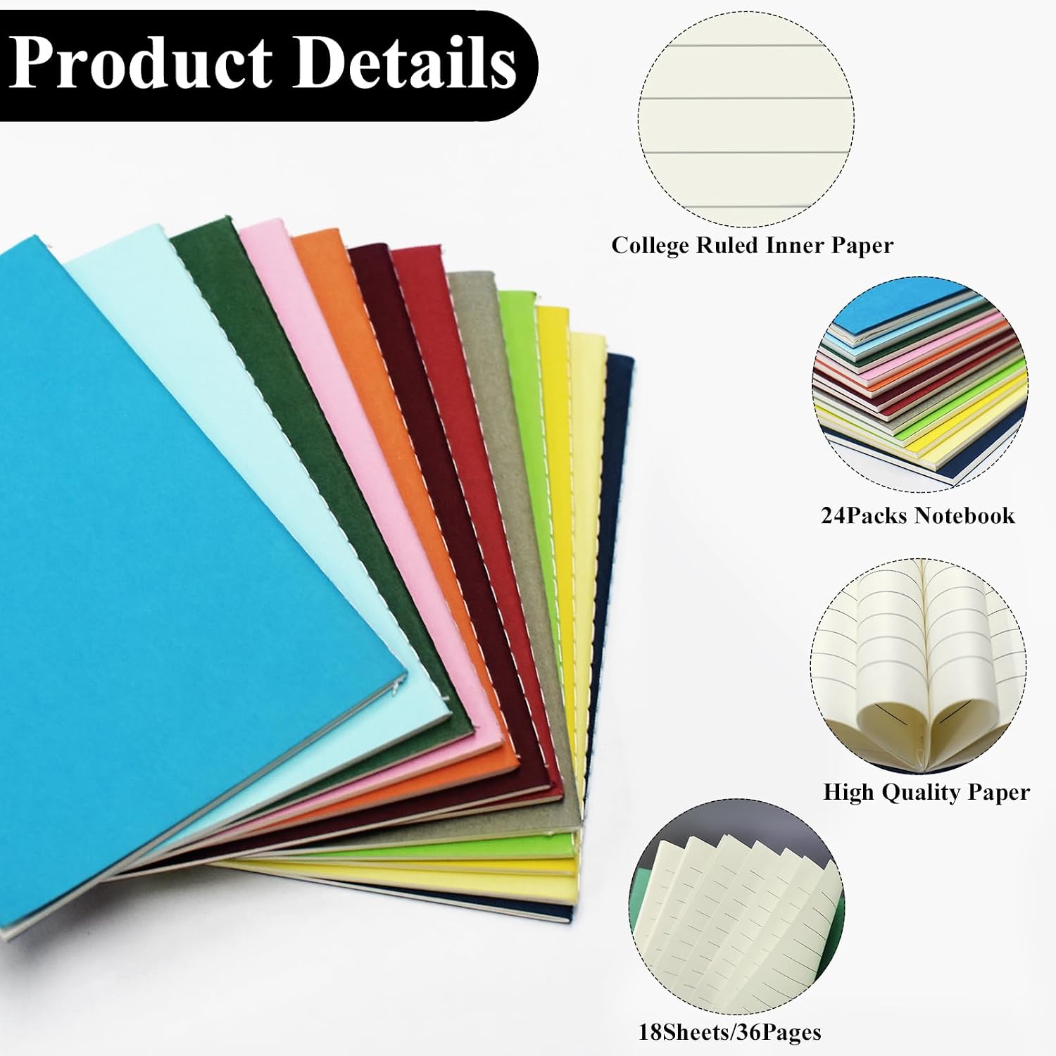 Detalle 1 de DWIYITTN pocket notebooks 24 pack, 8.5x12.5cm
