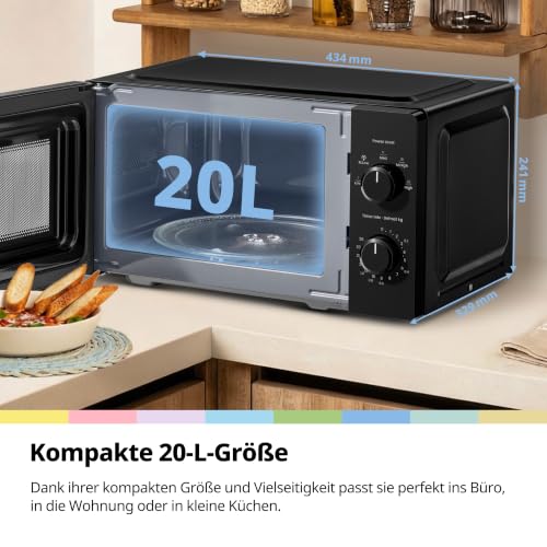 Detalle de COMFEE' Mikrowelle CMO-MM20L2NFPE(BK) – kompakte 20-Liter Mikrowelle, 700 W