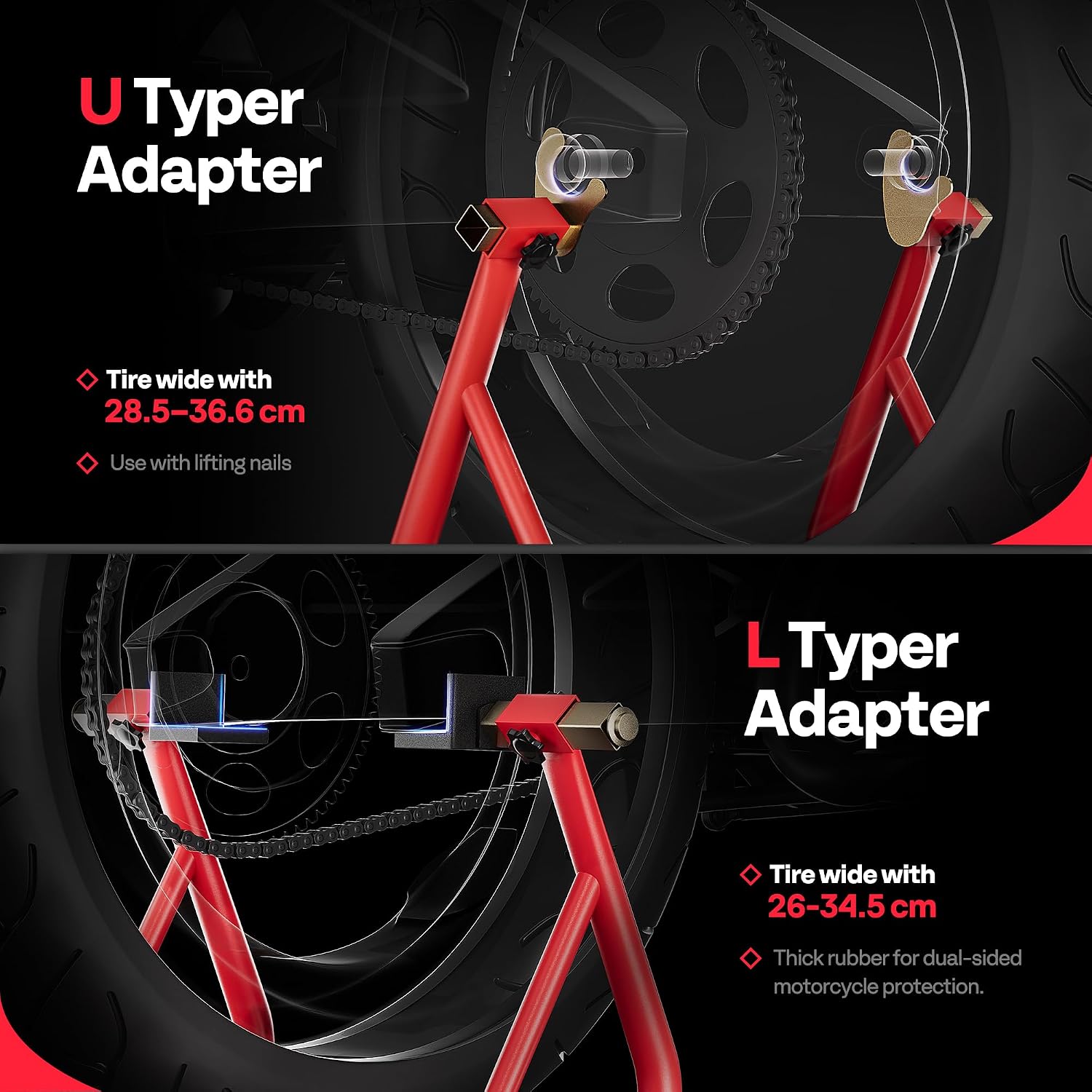 Detalle de SPECSTAR Motorcycle Front and Rear Paddock Lift Stand Set (400kg Capacity)