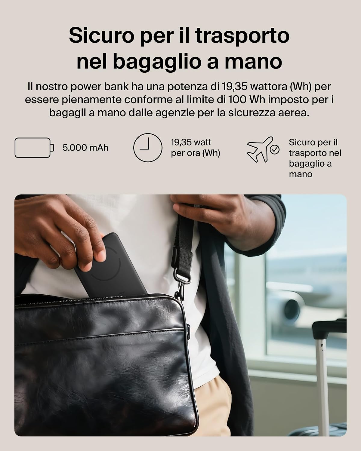 Detalle de Belkin BoostCharge Power Bank Magnetico 5000mAh Qi2 15W con Supporto Estraibile – Caricatore Portatile per iPhone, AirPods e altri dispositivi
