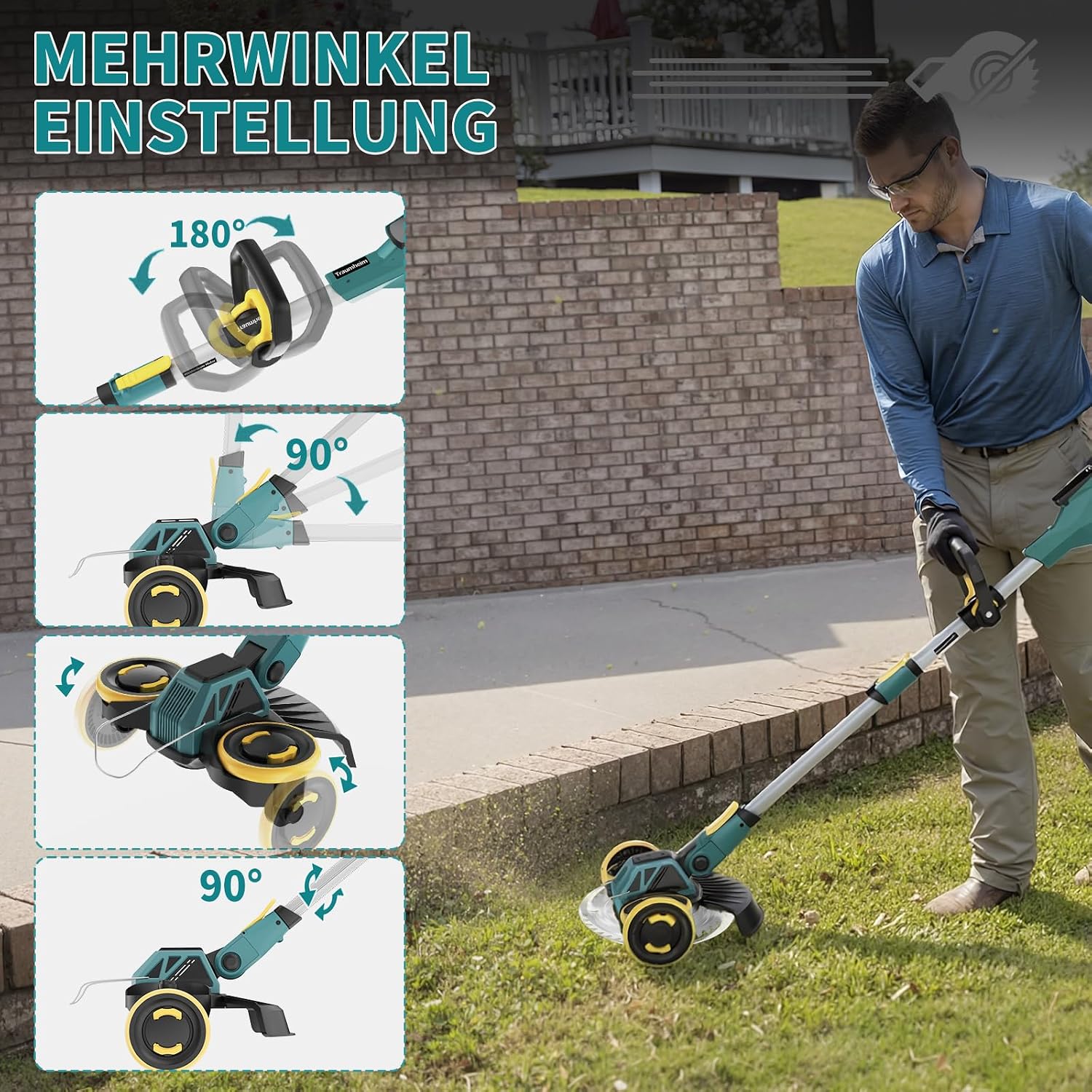 Thumbnail 5 de Akku-Rasentrimmer 21V (für Makita-Akkus) 900W bürstenlos, 5-in-1 mit Unkrautbürste und 2×4,0Ah