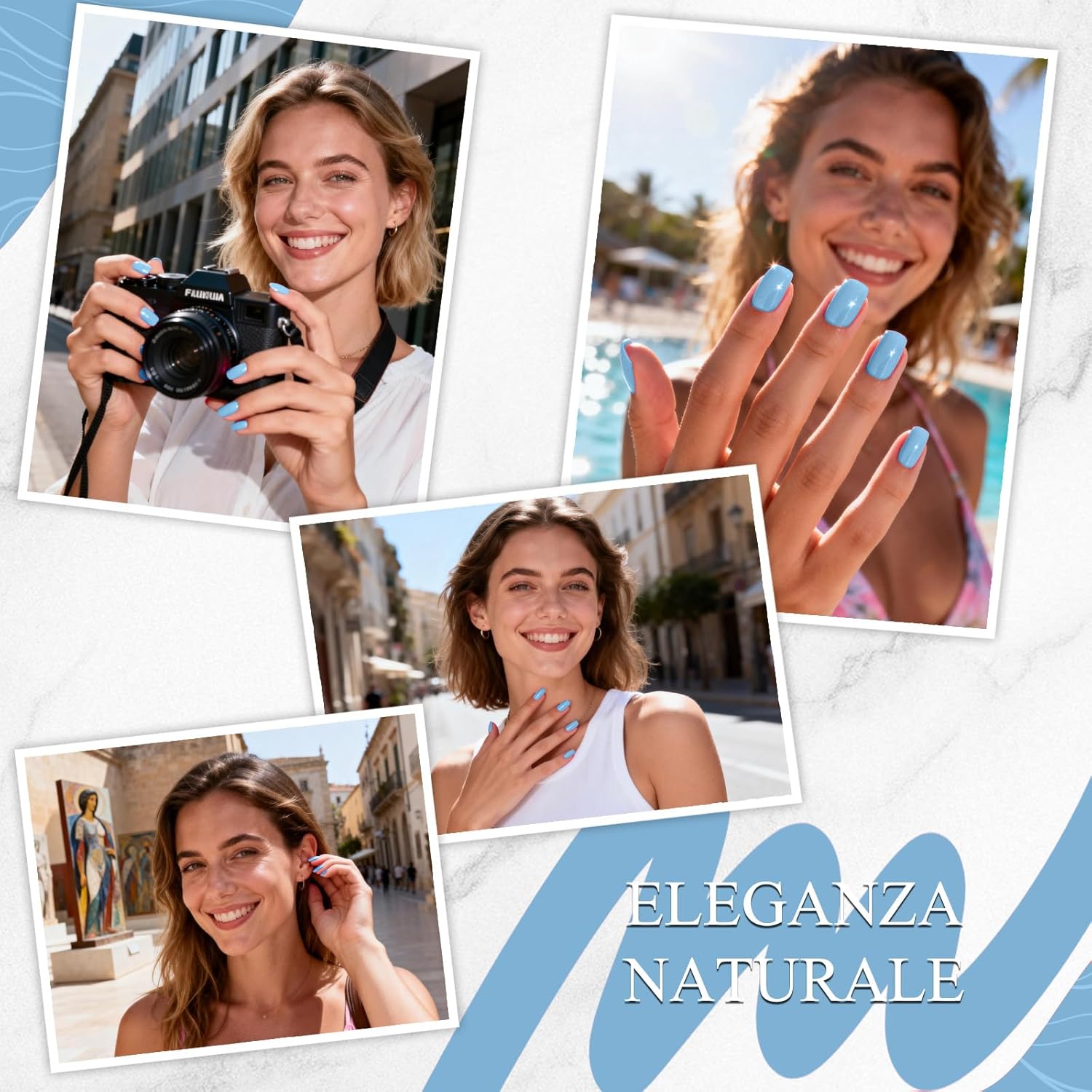 Thumbnail 6 de Bagavs Unghie Gel Adesive UV 20 PCS Azzurro Pastello – Strisce Semi Polimerizzate per Manicure Veloce a Casa