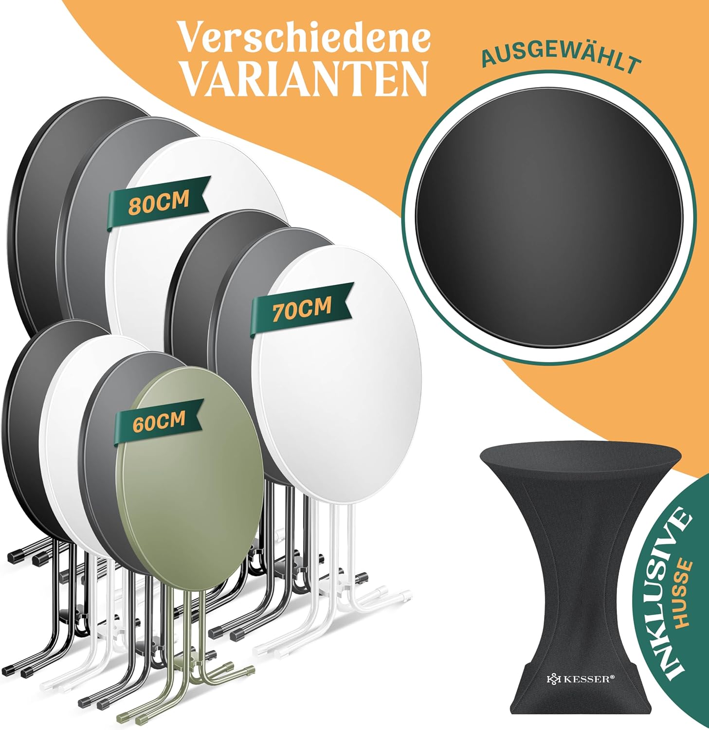 Thumbnail 5 de KESSER® Stehtisch klappbar 2er Set Ø70 cm rund – wetterfest, kompakt & flexibel einsetzbar