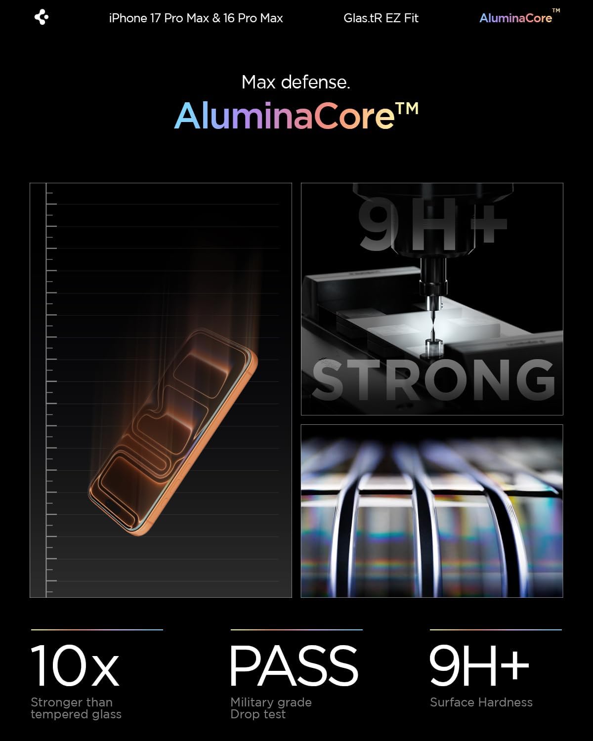 Thumbnail 3 de Spigen Glas.tR EZ Fit verre trempé pour iPhone 17 Pro Max / 16 Pro Max – kit 2 pièces, dureté 9H