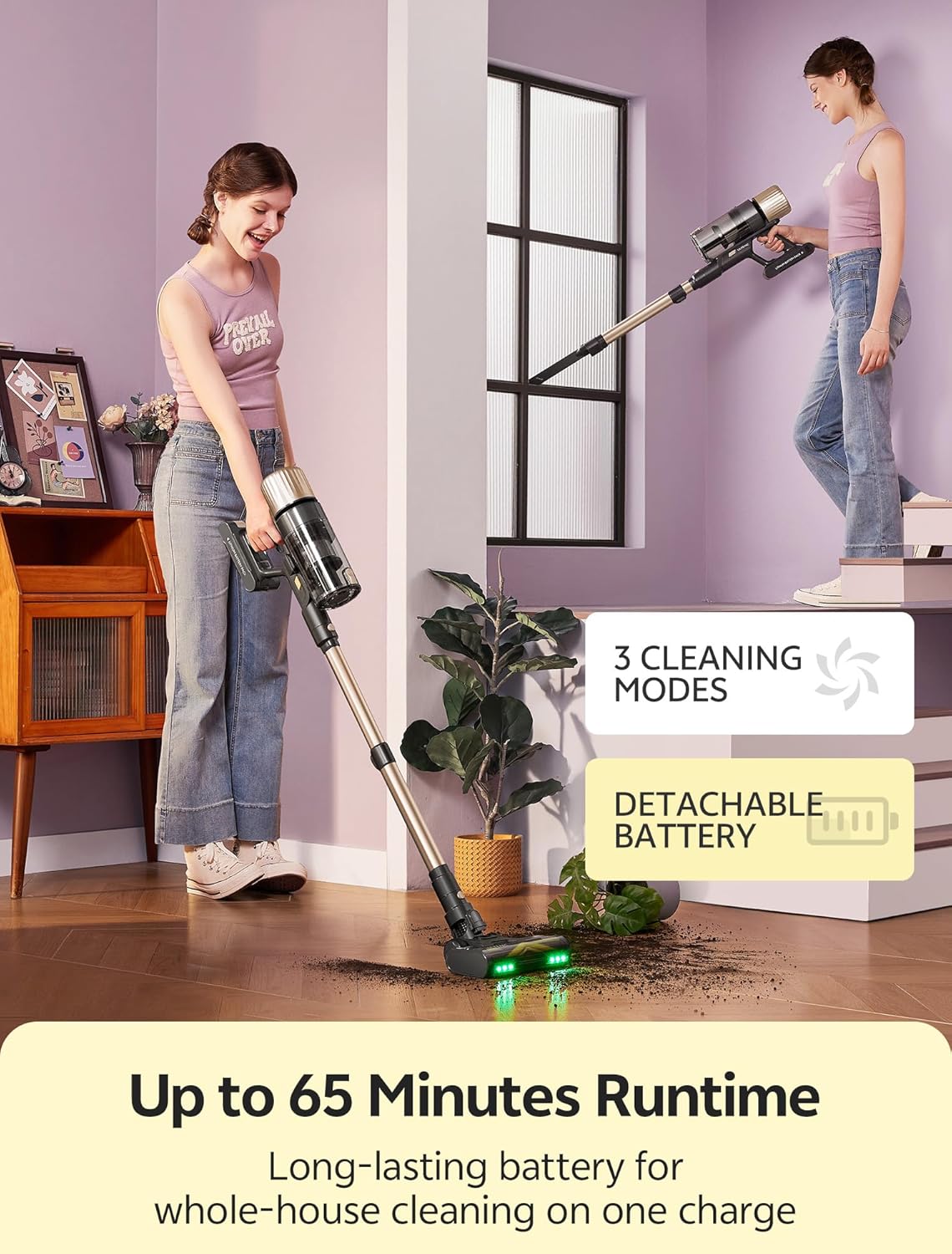 Thumbnail 3 de Ultenic Cordless Vacuum Cleaner 60KPa 580W – Self-standing stick with 65 min runtime, HEPA filtration & anti-tangle brush
