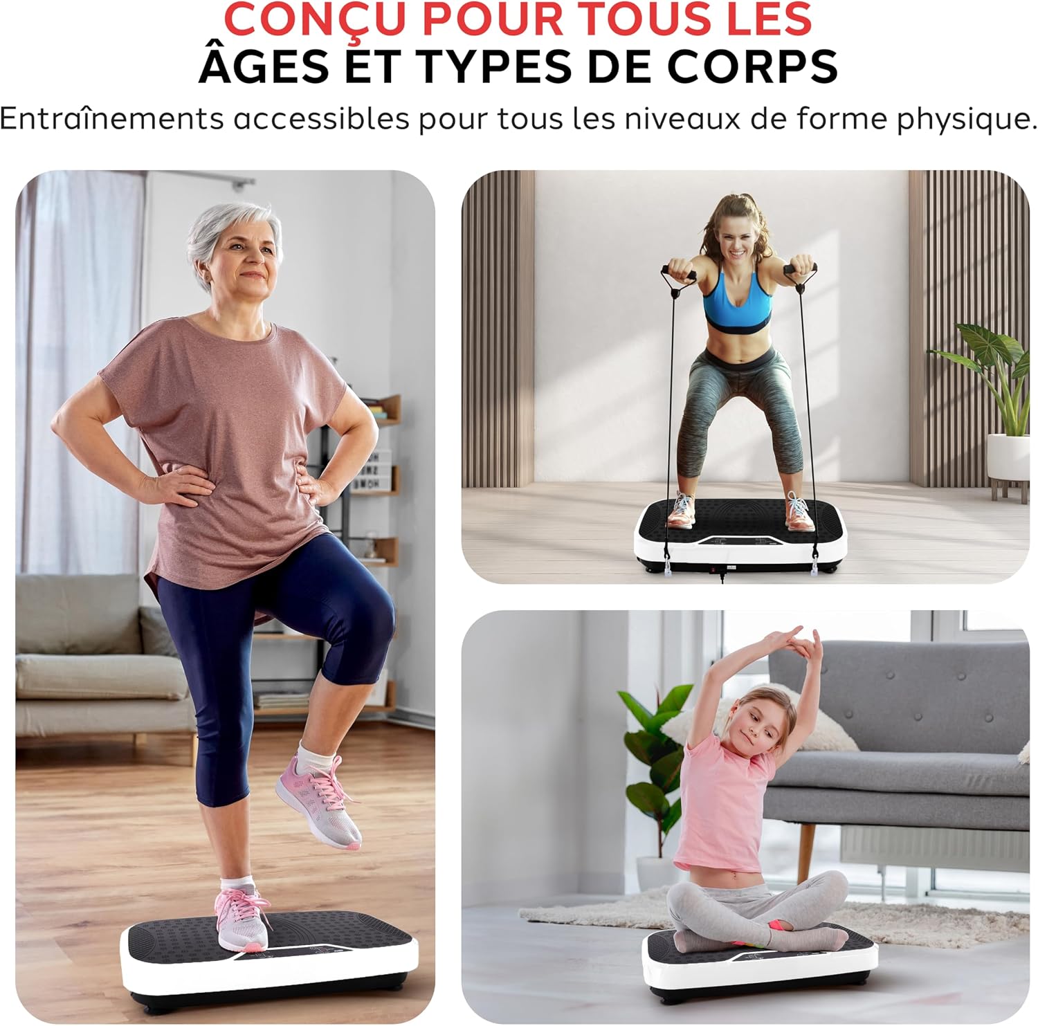 Detalle de Hurtle Plateforme Vibrante pour entraînement complet du corps – Plaque vibrante avec bandes et télécommande