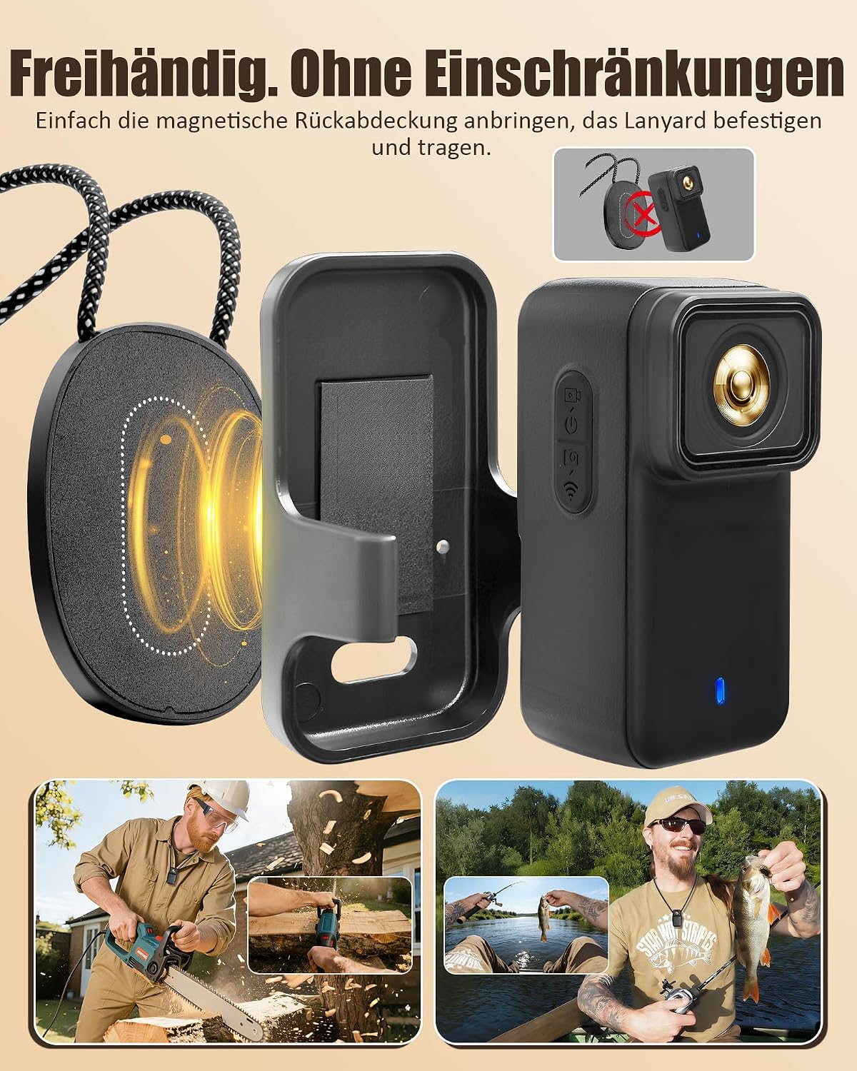 Detalle de NinjaCam NEU Action Cam 4K – POV-Kamera mit 64 GB, 30 m Wasserdicht, 1,47 Zoll Display