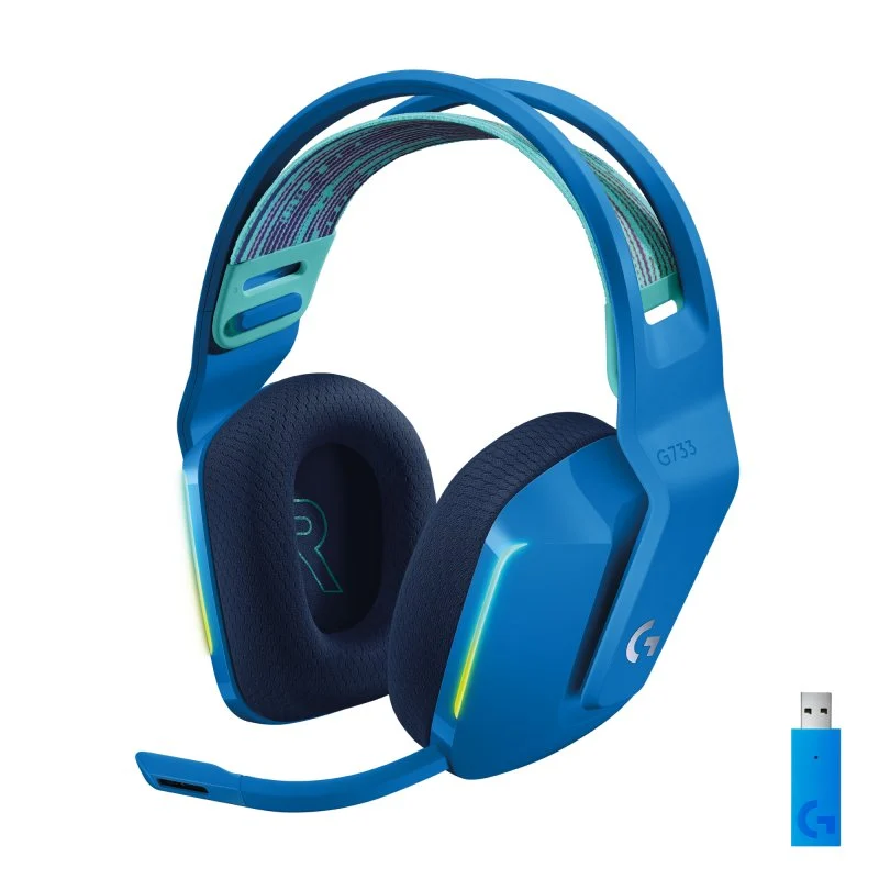 Detalle de Logitech G733 auriculares inalámbricos gaming, azules