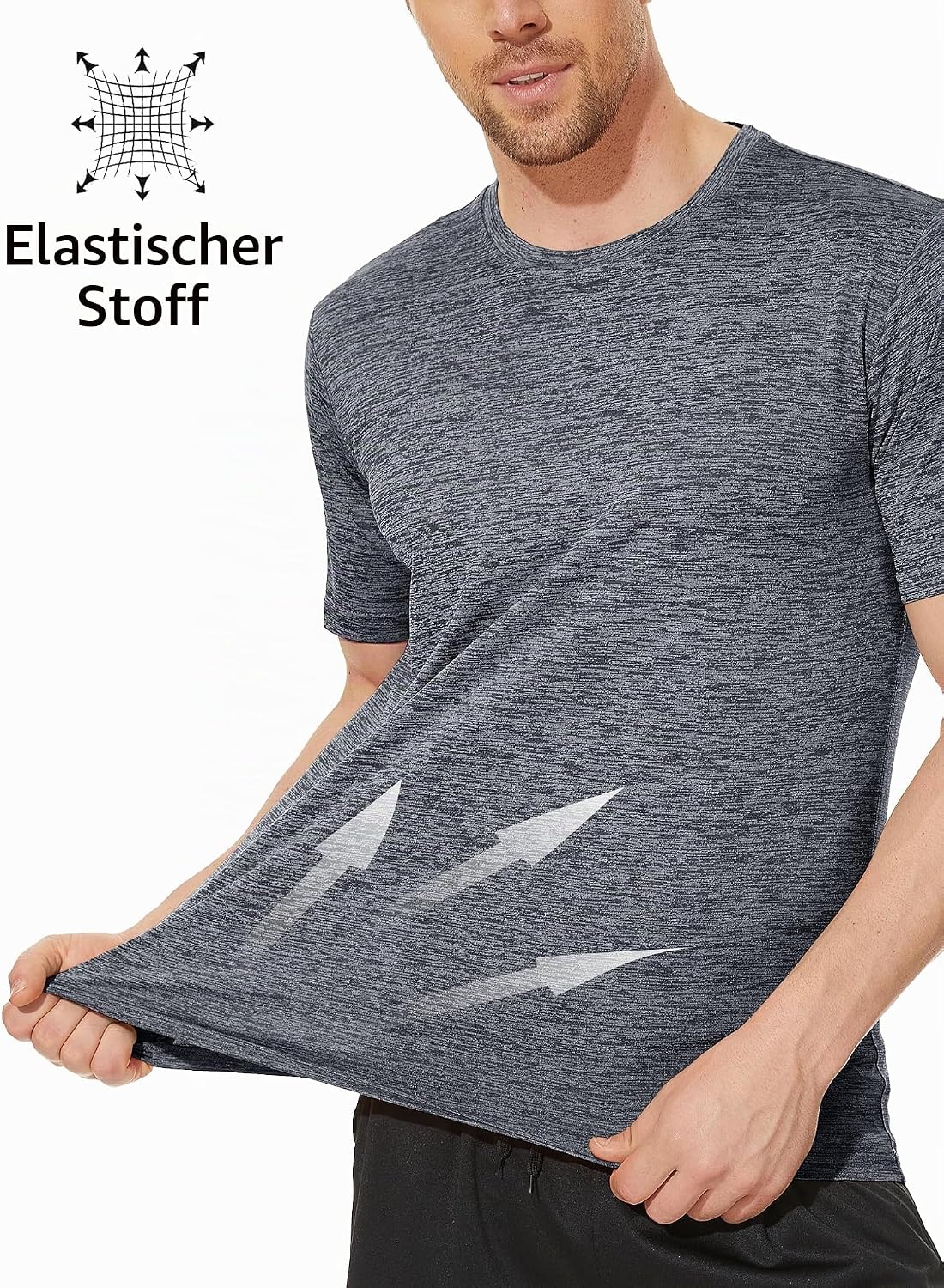 Detalle de MAGCOMSEN Herren Sportshirt Kurzarm – schnelltrocknendes Funktionsshirt mit Reflektoren