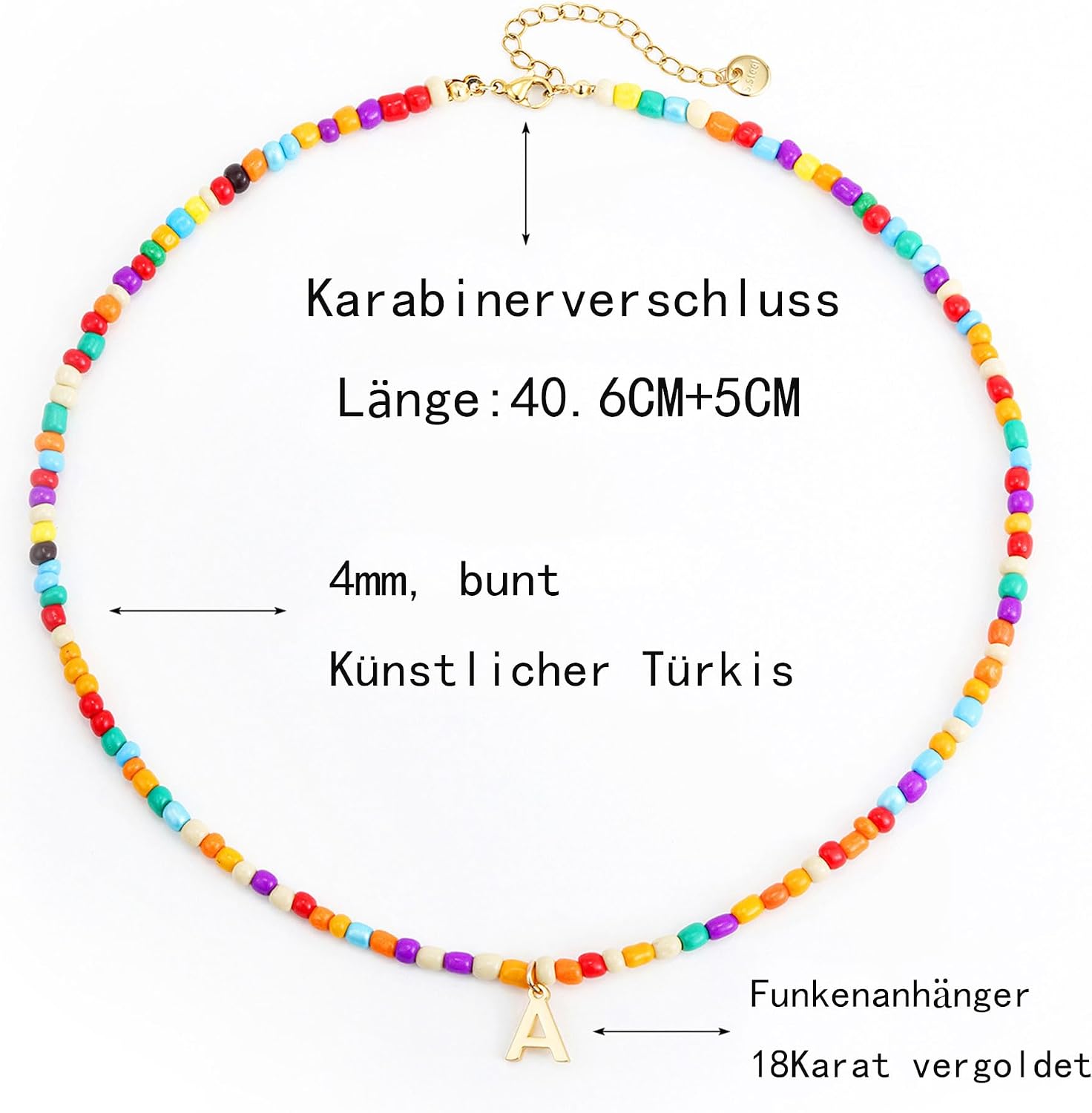 Thumbnail 5 de SLOONG Bunte Buchstaben Perlenkette – handgefertigte Namens- oder Initialkette mit Boho-Choker-Charme
