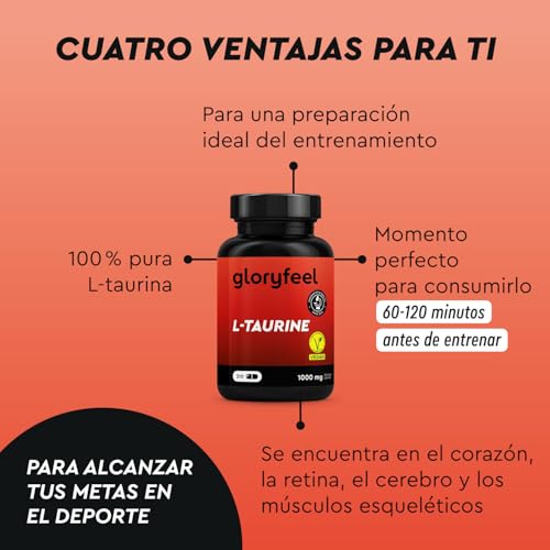 Detalle de L-Taurina Pura 1000mg - Energía Vegana 💪 210 Cápsulas