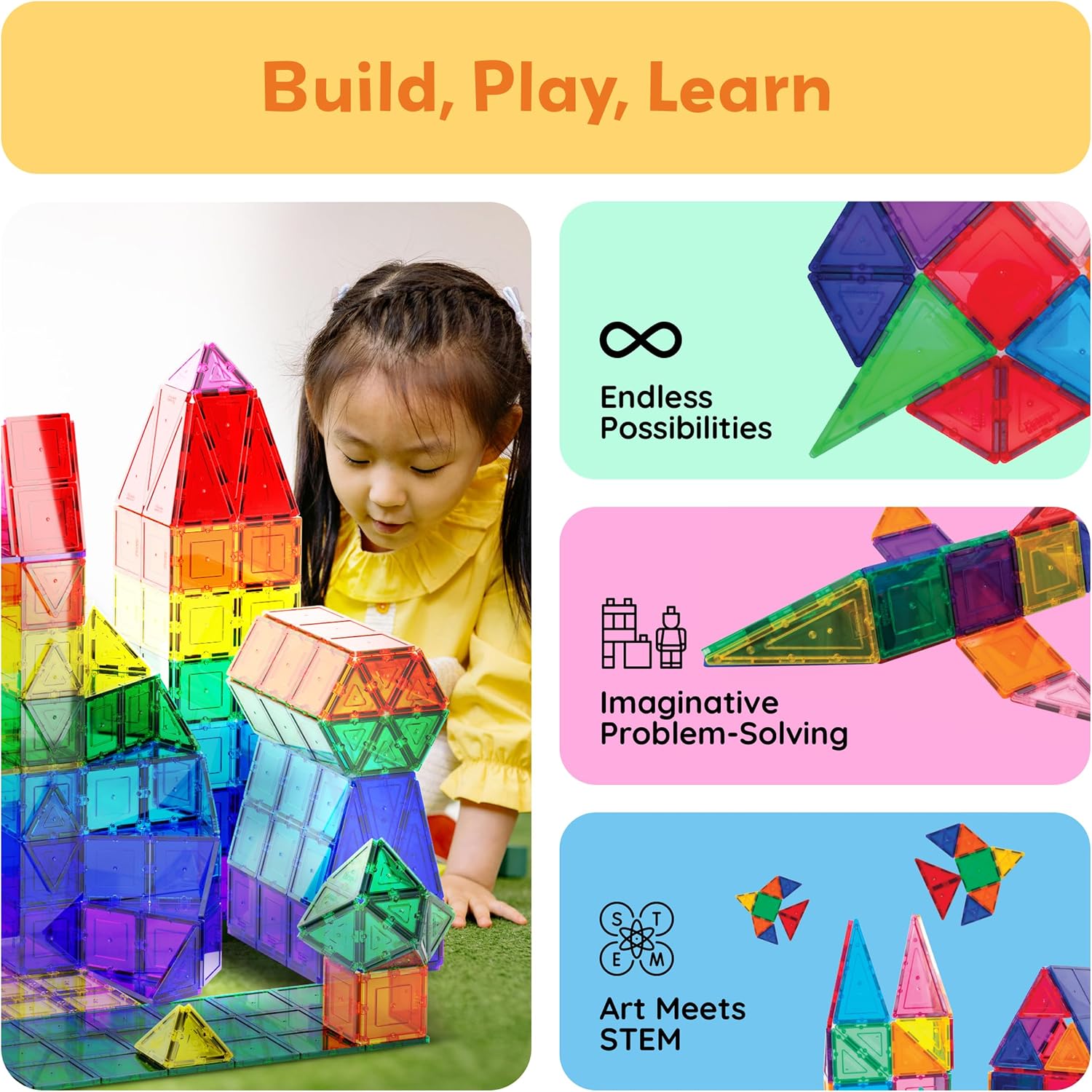 Detalle de PicassoTiles 60 Piece Magnetic Building Set