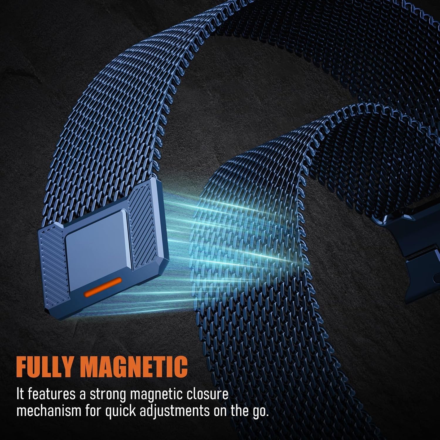 Detalle de SOLOLUP Milanese Loop Magnetic Strap for Apple Watch Ultra 3/2 – 24mm Stainless Steel Mesh Band