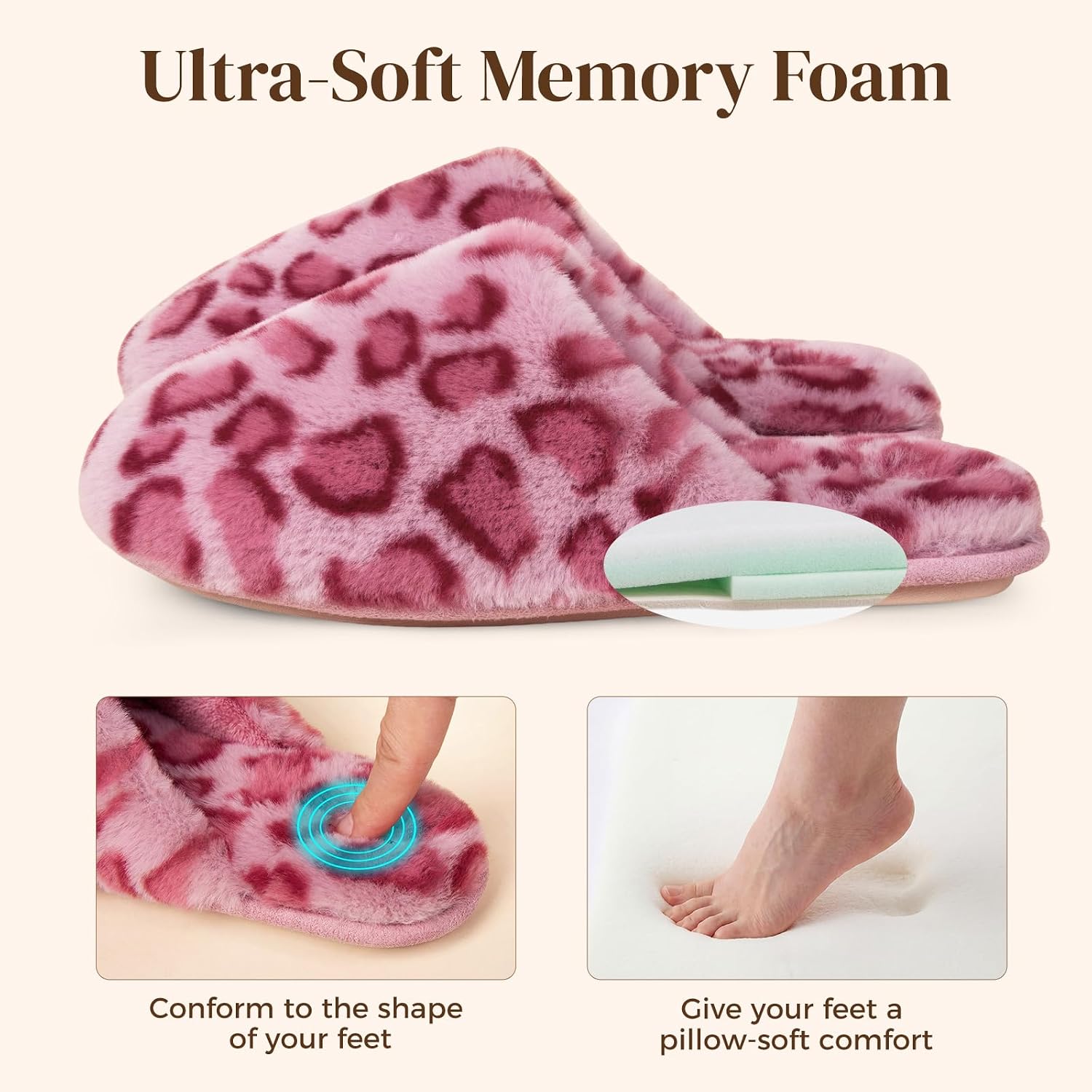 Detalle 2 de Snug Leaves Women's Fuzzy Scuff Slippers Memory Foam