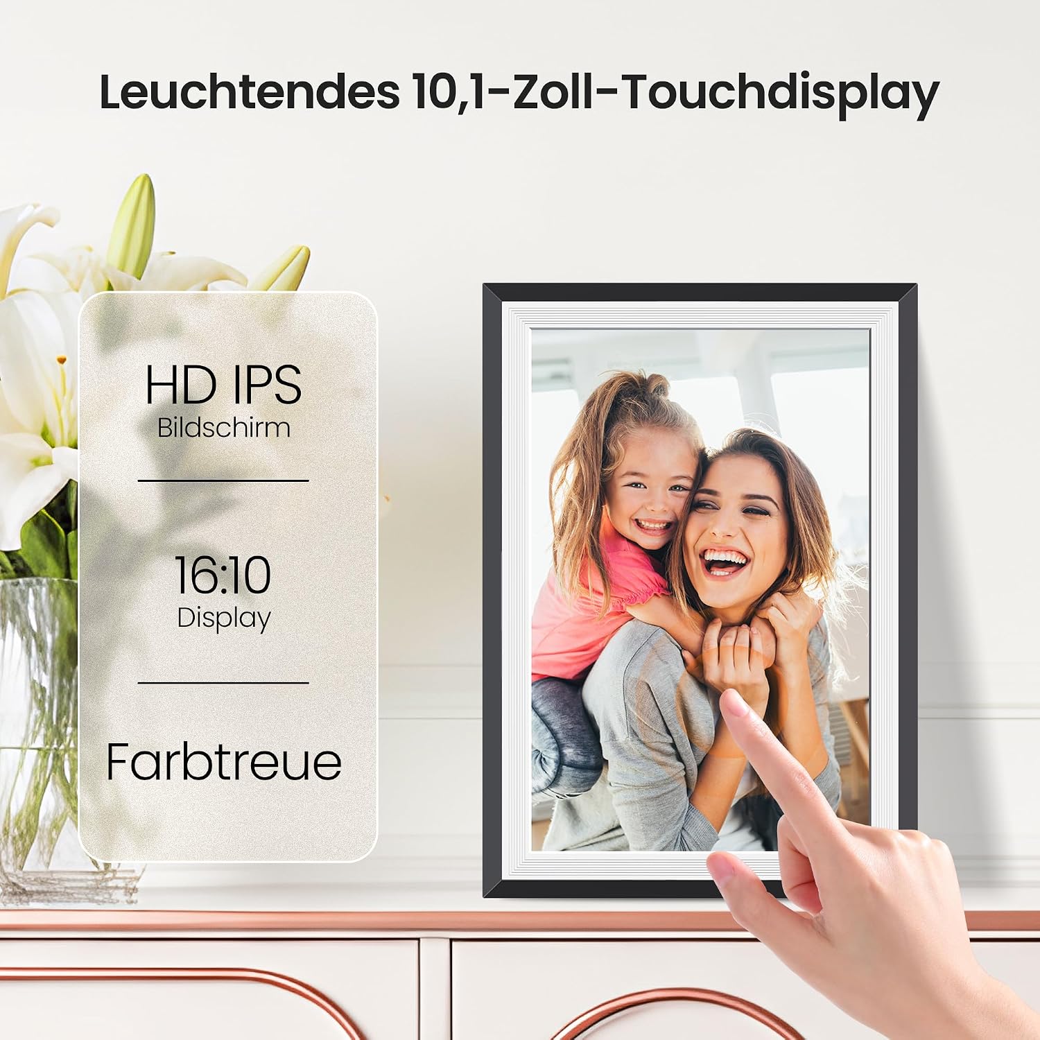 Detalle de Frameo 64 GB – 15,6 Zoll Digitaler Bilderrahmen mit WLAN, Touchscreen und Frameo-App