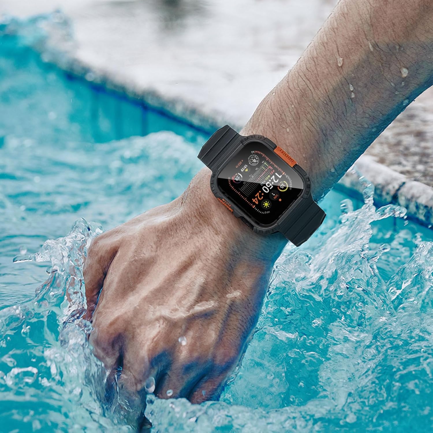 Detalle 2 de Zumyzu Rugged Waterproof Case for Apple Watch 46mm (Series 10/11) with Tempered Glass Screen Protector