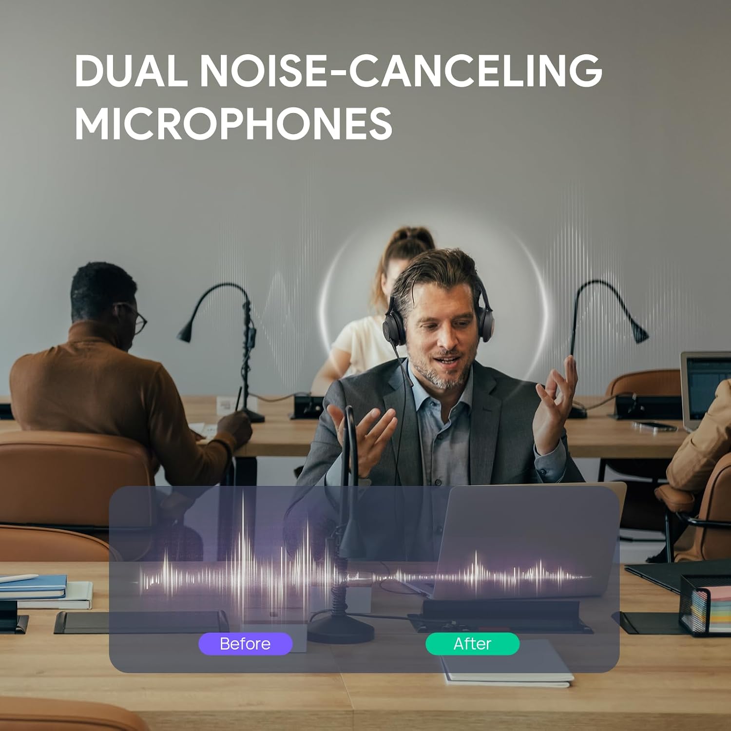 Thumbnail 3 de Yealink UH37 Teams USB Headset with Dual Mics and USB-C/A