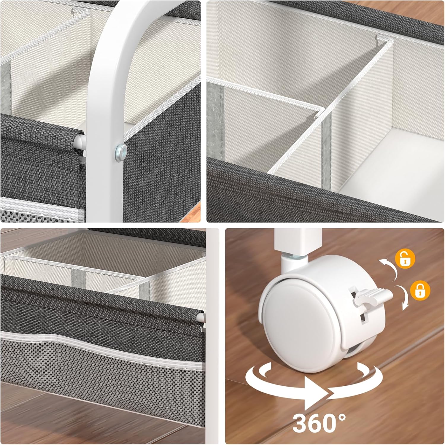 Detalle de Baby Diaper Caddy Rolling Utility Cart, 3-Tier Nursery Organizer in White