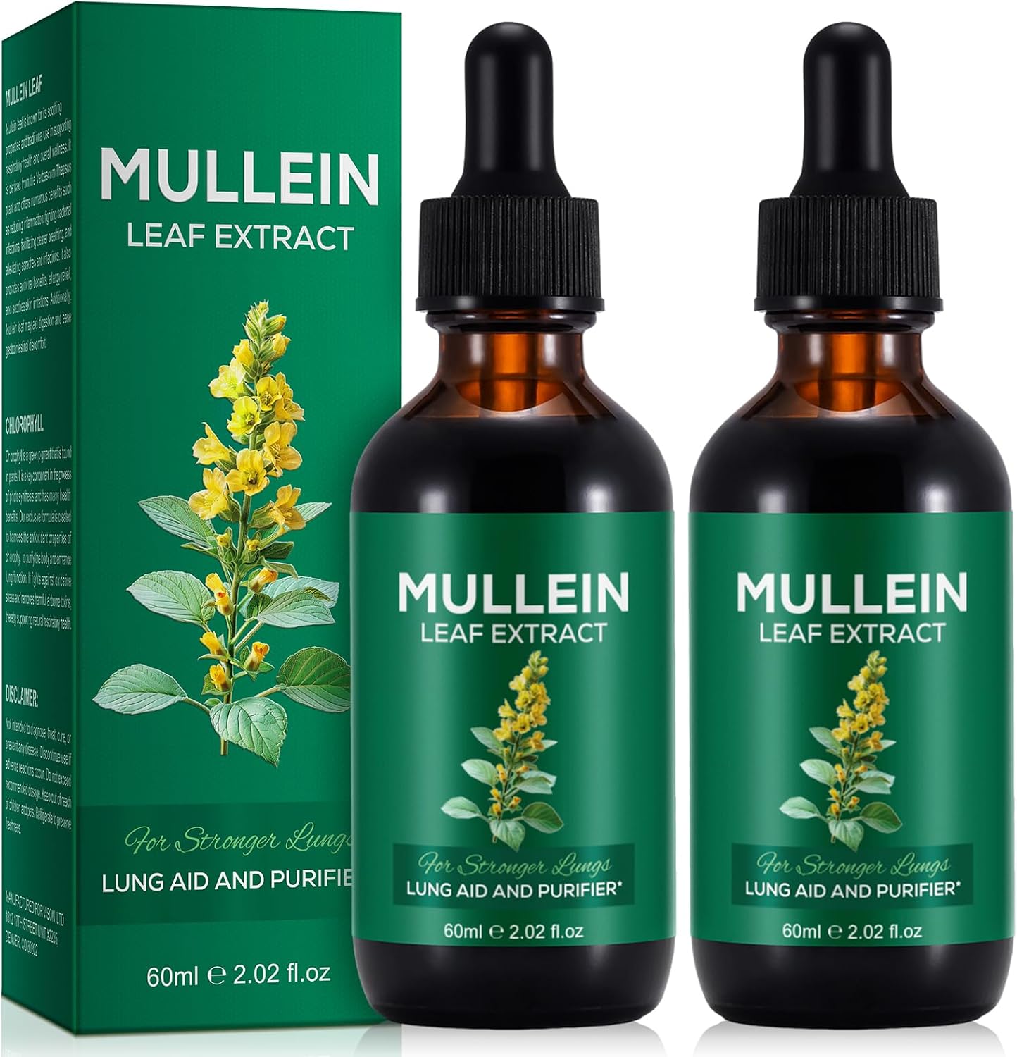 Detalle de 2er Pack Königskerze-Mullein Drops für die Lunge – natürliche Mulleinblatt-Extrakt Tropfen