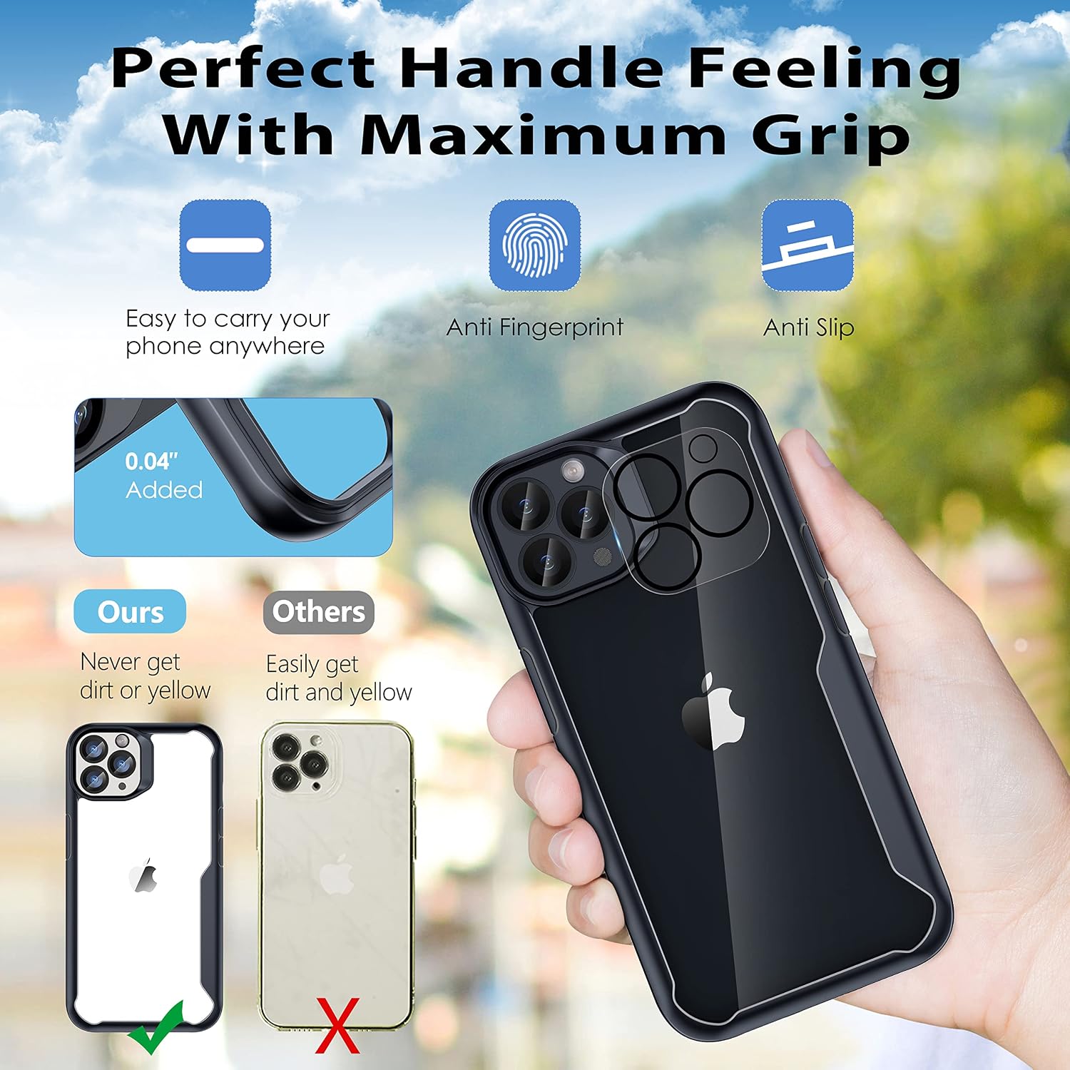 Detalle de ORETECH Funda iPhone 14 Pro MAX con Protectores de Pantalla