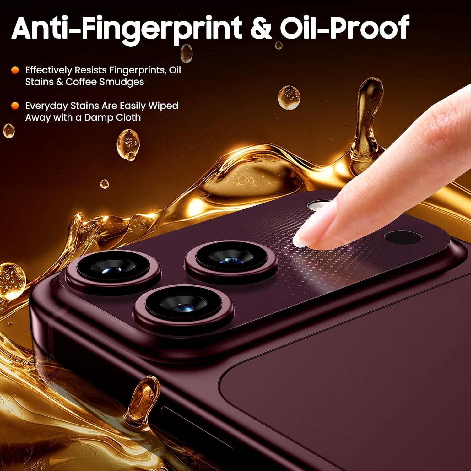 Detalle 2 de Uyiton iPhone 18 Pro Max Camera Plateau Protector, Matte Burgundy PET, 3-Pack