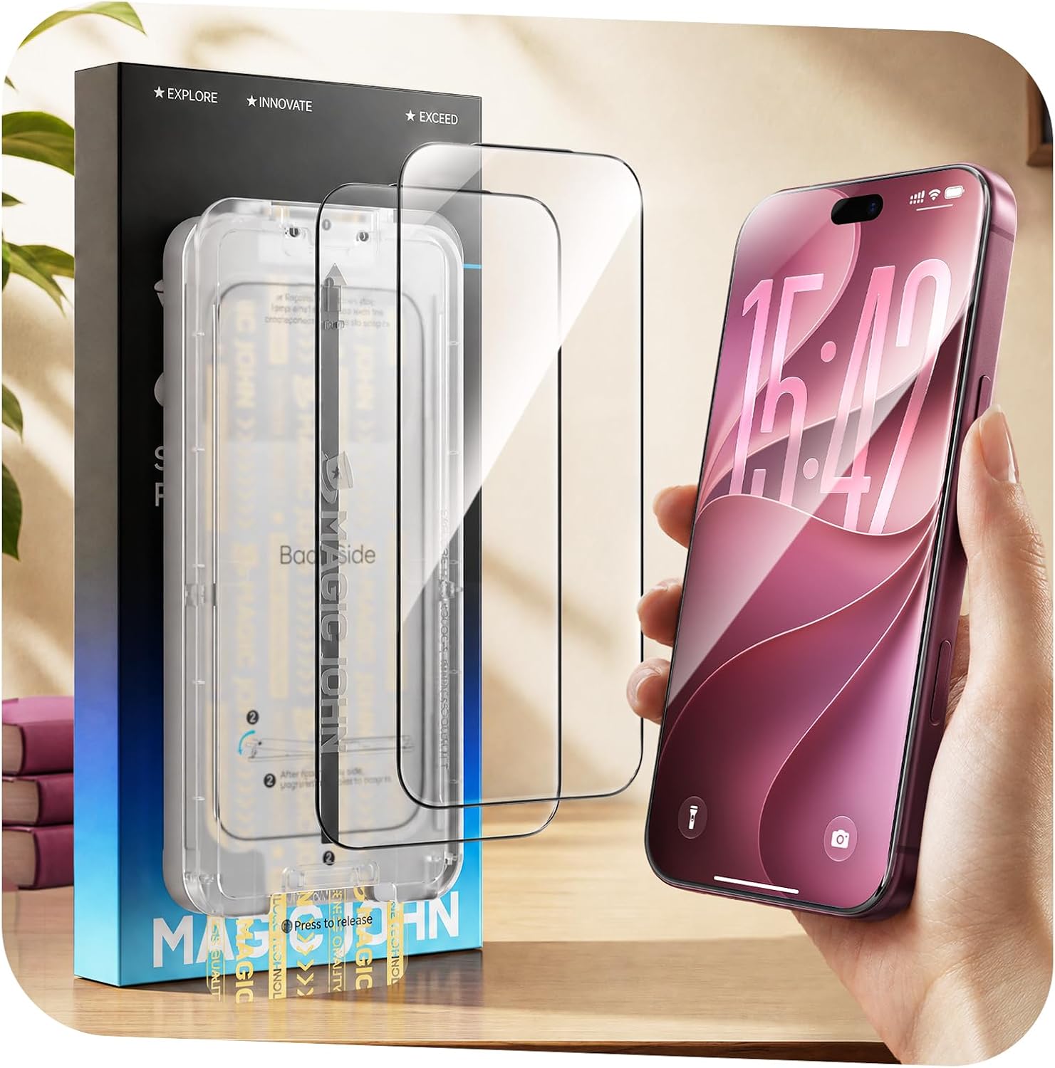 Detalle de MAGIC JOHN 3rd Gen iPhone 18 Pro Max 6.9-Inch Screen Protector, Anti-Glare 9H Glass, 2-Pack