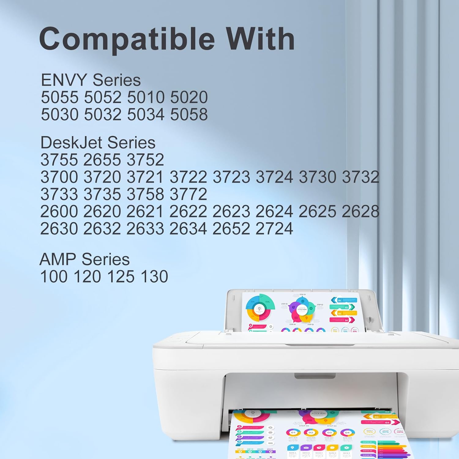 Detalle de TEINO Remanufactured Ink Cartridge Replacement for HP 65 / 65XL (Black & Tri-Color Combo Pack)