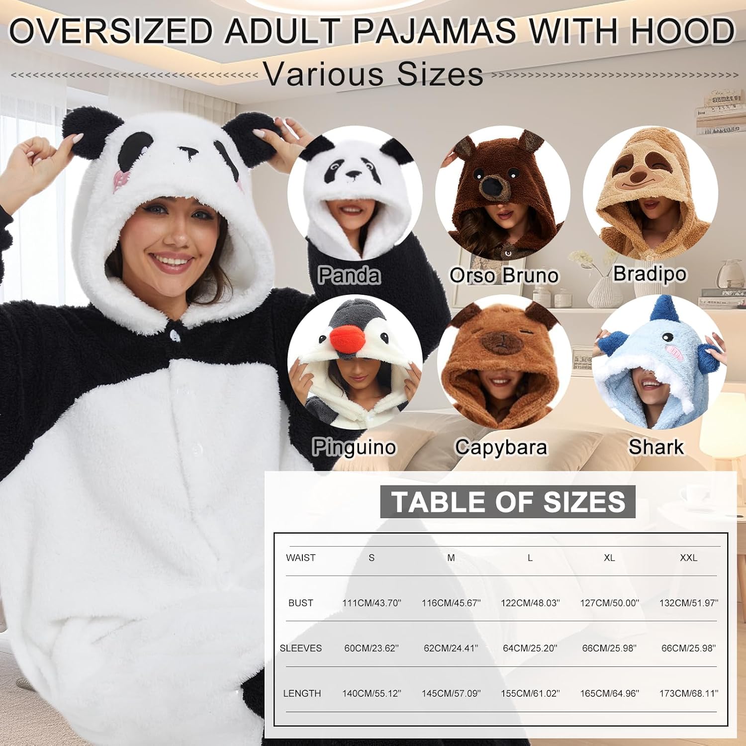 Thumbnail 4 de Luojida combinaison pyjama pilou pilou kigurumi (grenouillère) adulte avec poches et chapeau