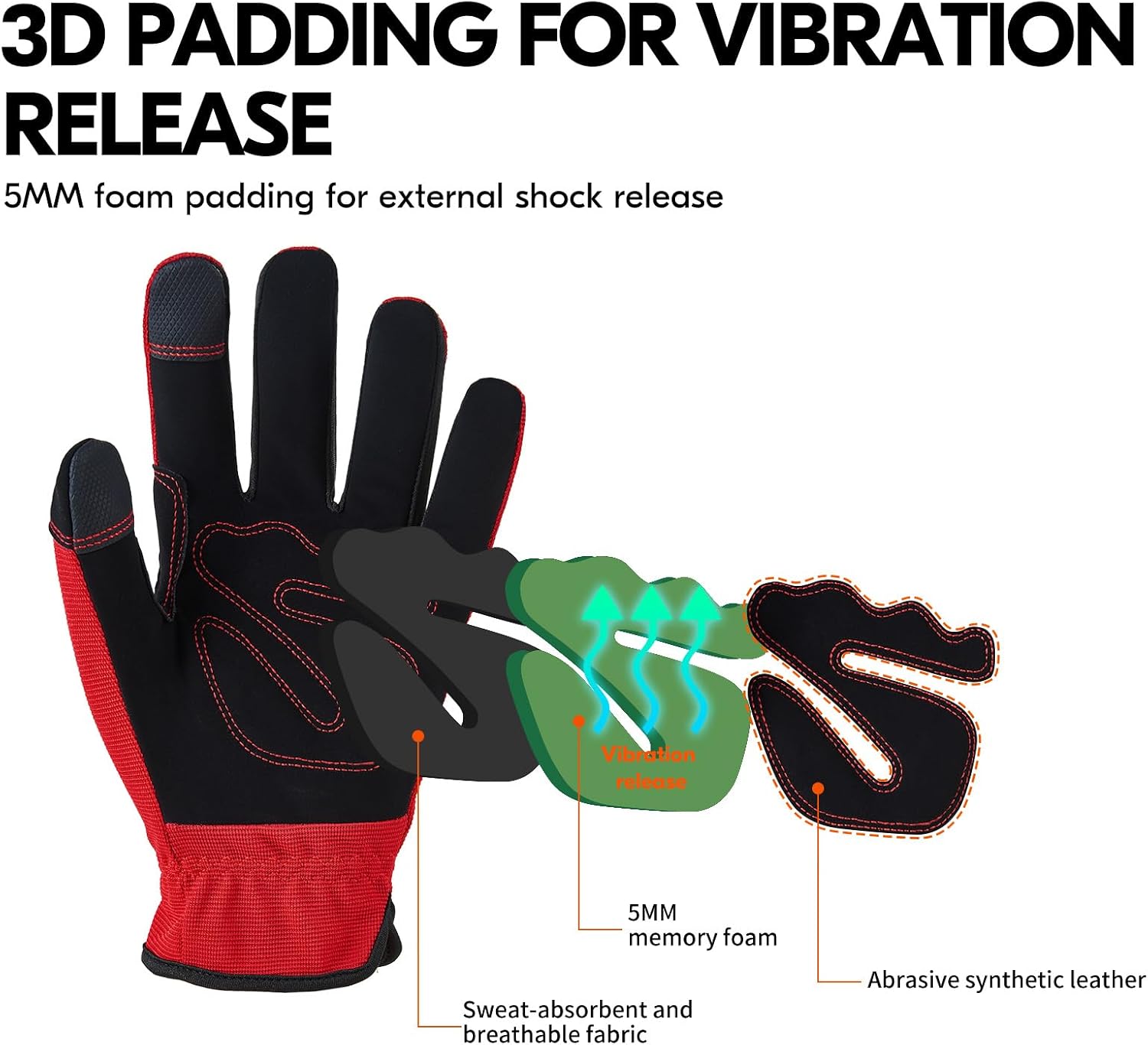 Detalle de Vgo... Safety Work Gloves NB7581 – Red, XL, 1 Pair
